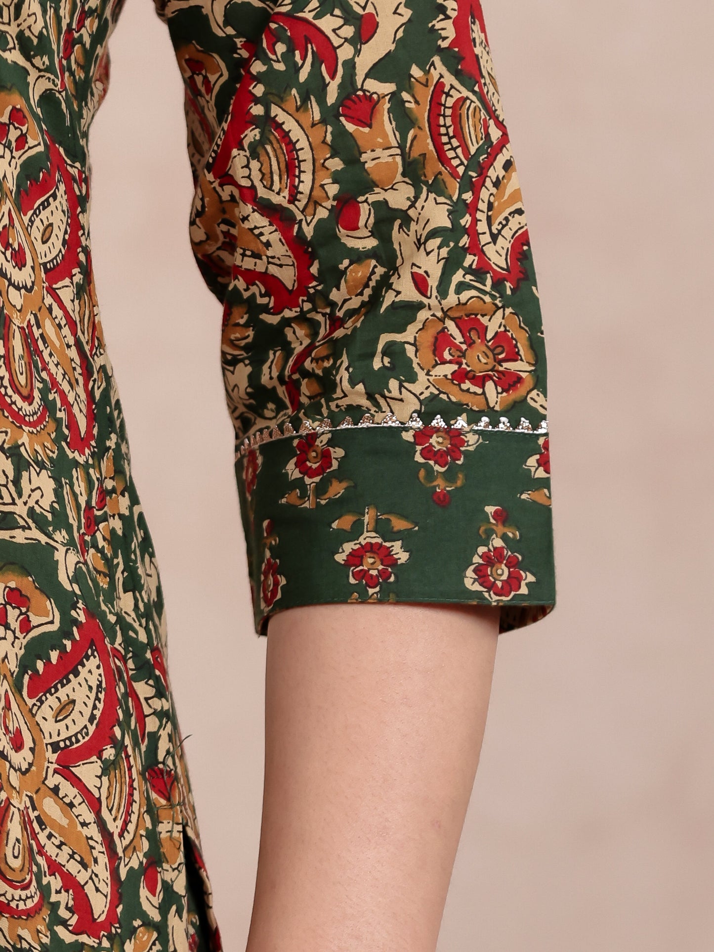 Soft Cotton Floral Straight Green Kurta