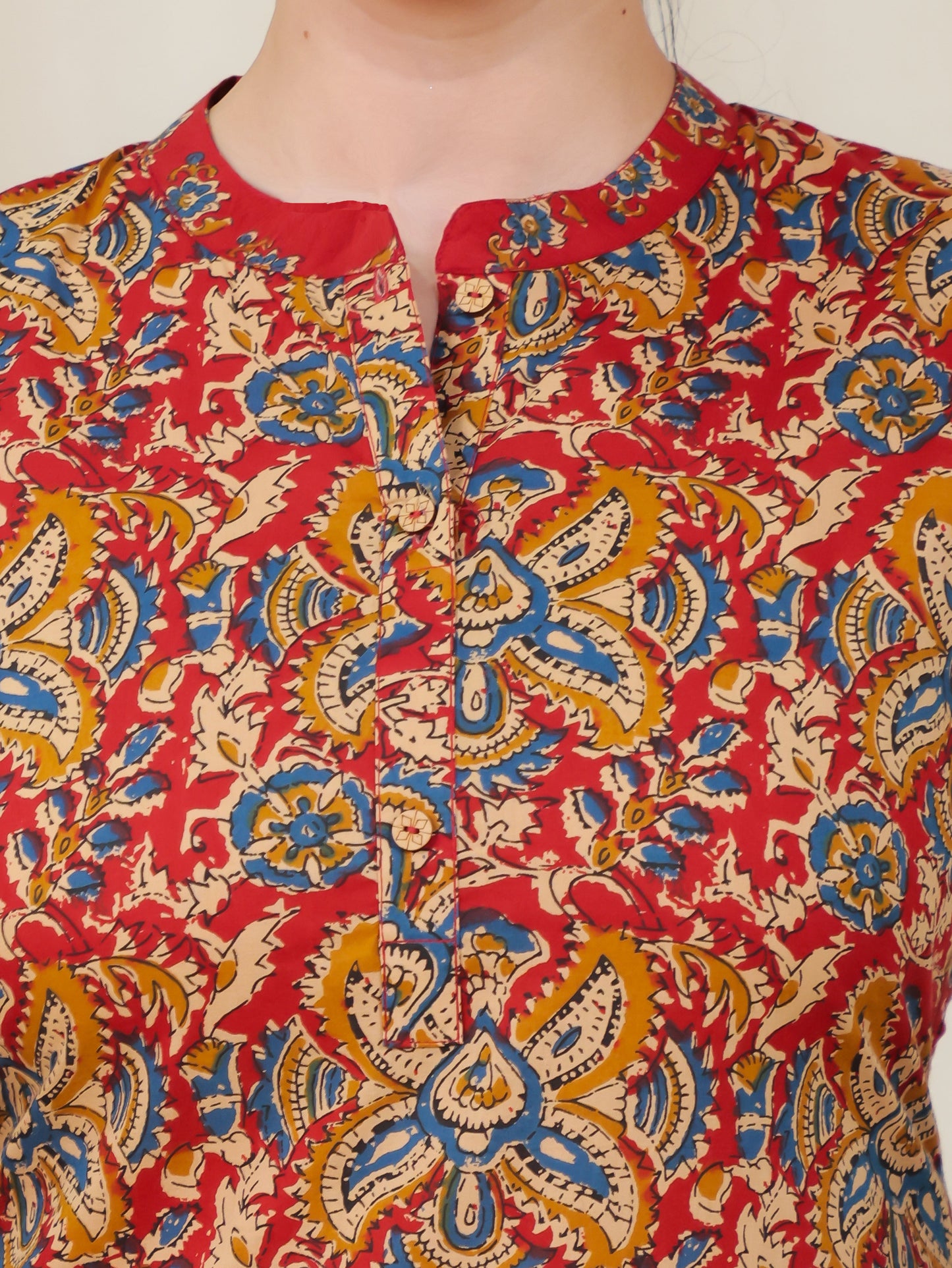 Soft Cotton Floral Red Kurta