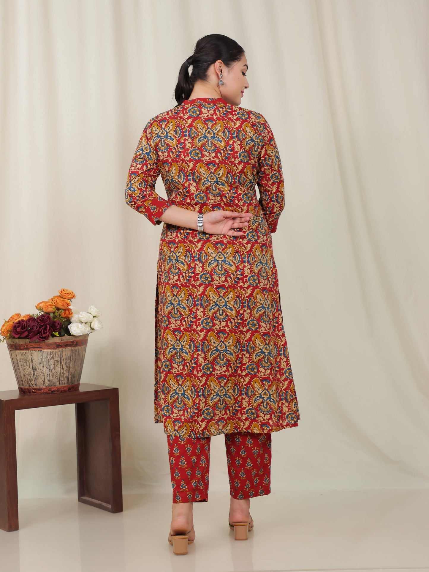 Soft Cotton Floral Red Kurta