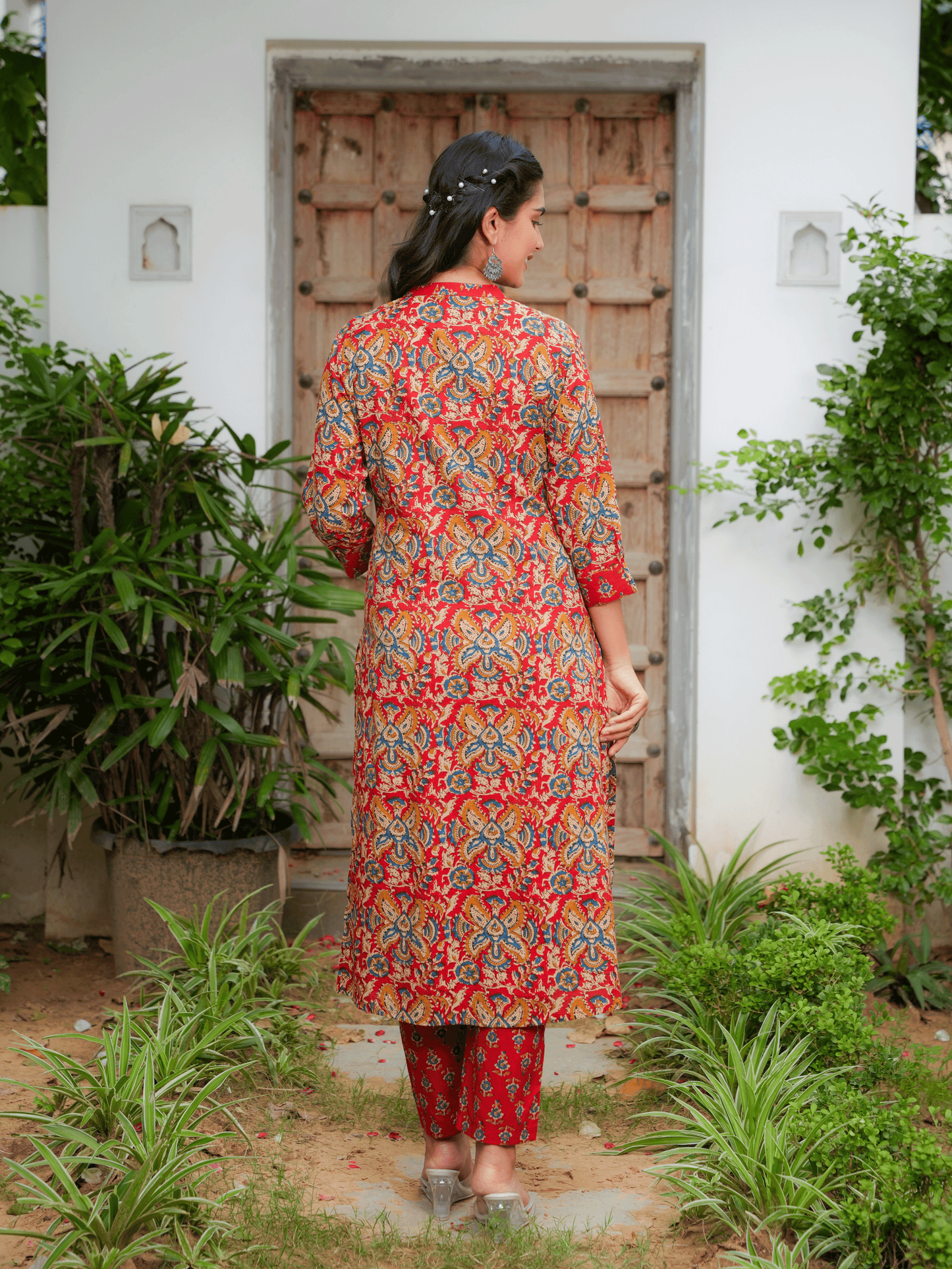 Soft Cotton Floral Red Kurta