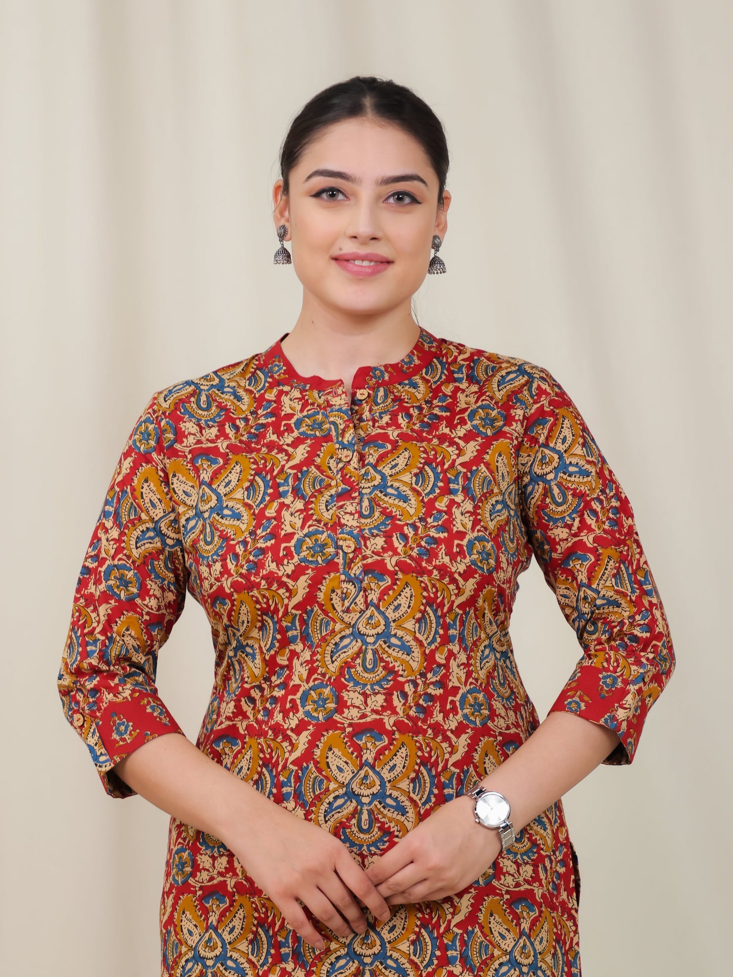 Soft Cotton Floral Red Kurta