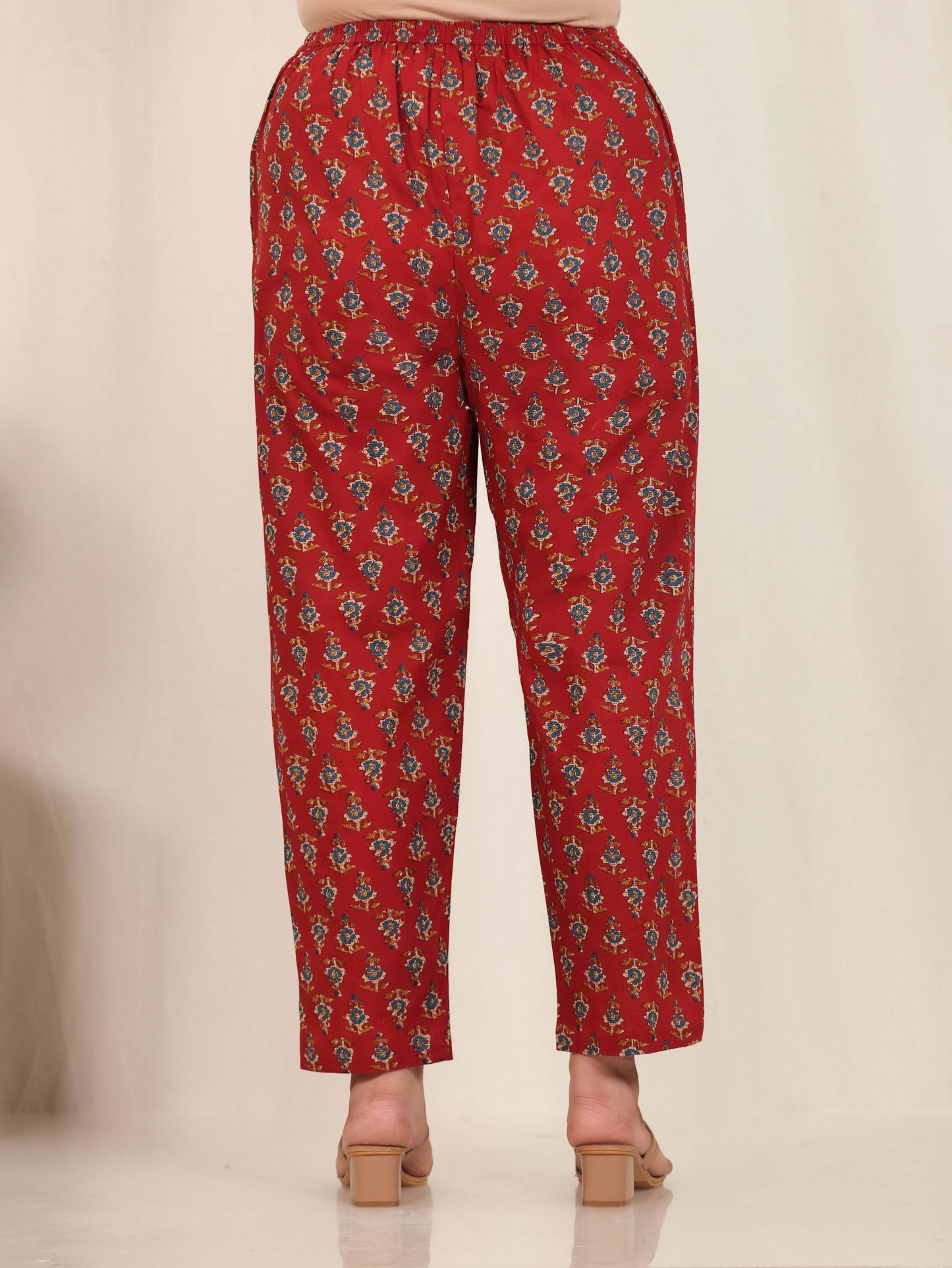Soft Cotton Floral Straight Red Kurta