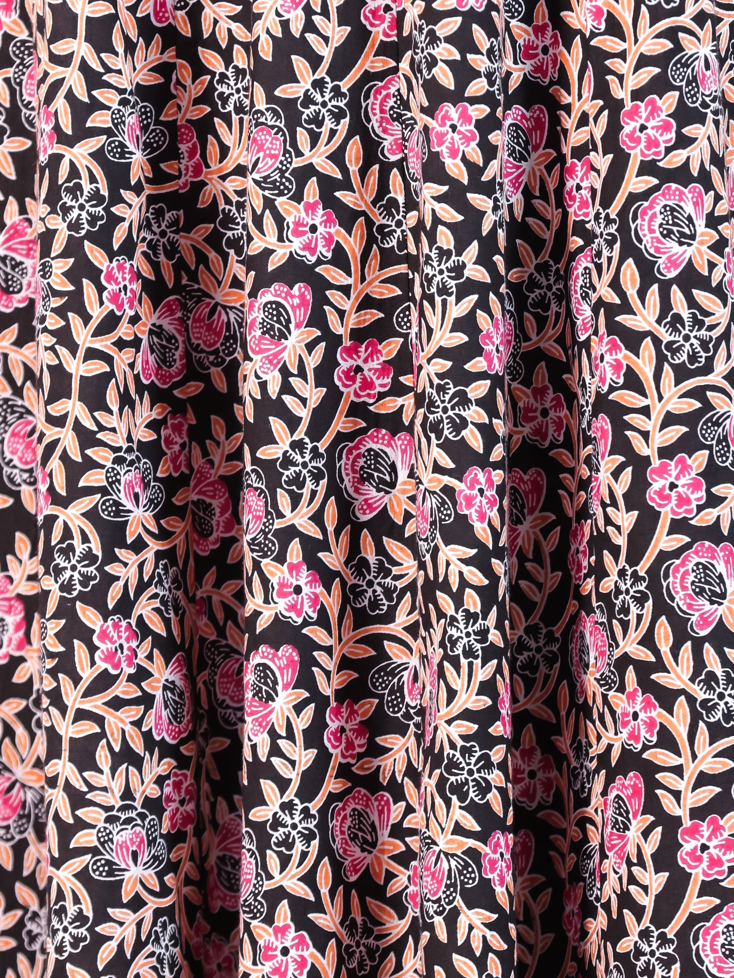 Soft Cotton Floral Anarkali Black Kurta
