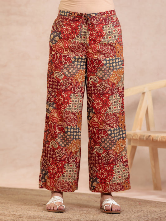 Soft Cotton Patchwork Multicolor Palazzo