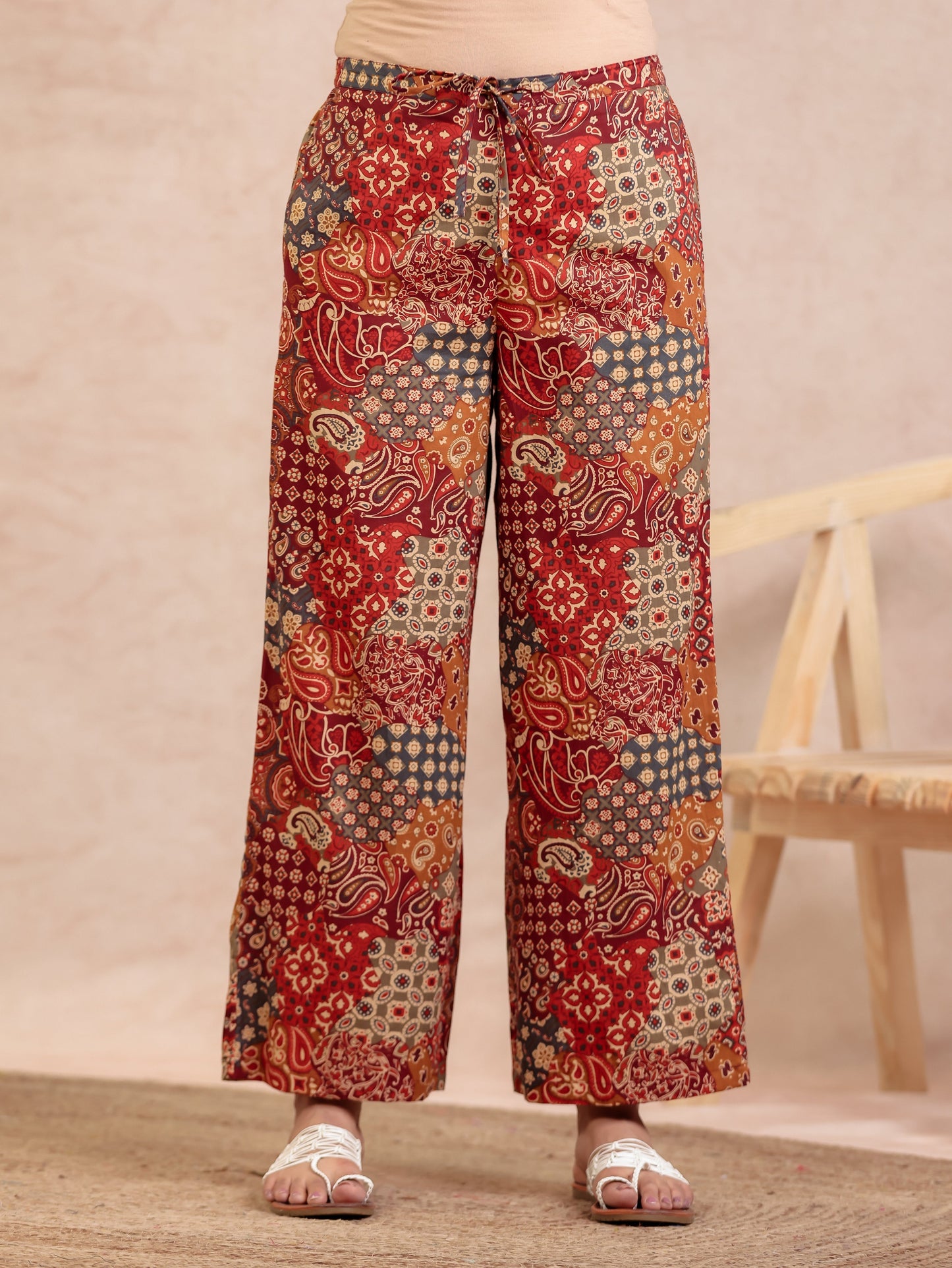 Soft Cotton Patchwork Multicolor Palazzo