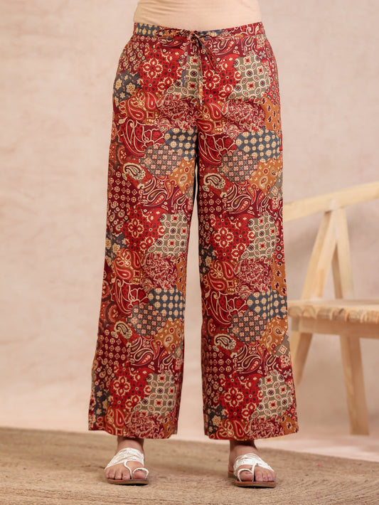 Soft Cotton Patchwork Multicolor Palazzo