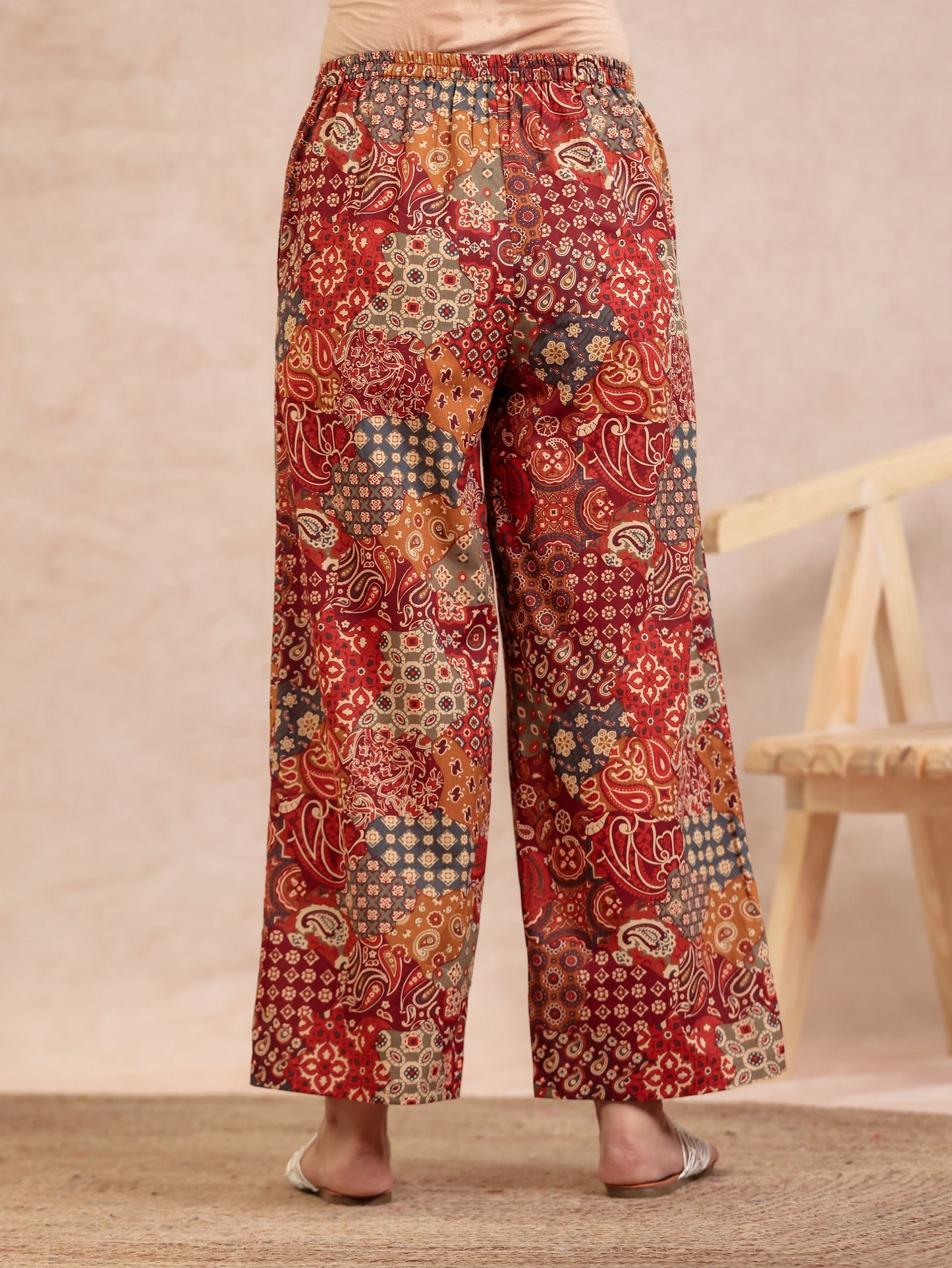 Soft Cotton Patchwork Multicolor Palazzo
