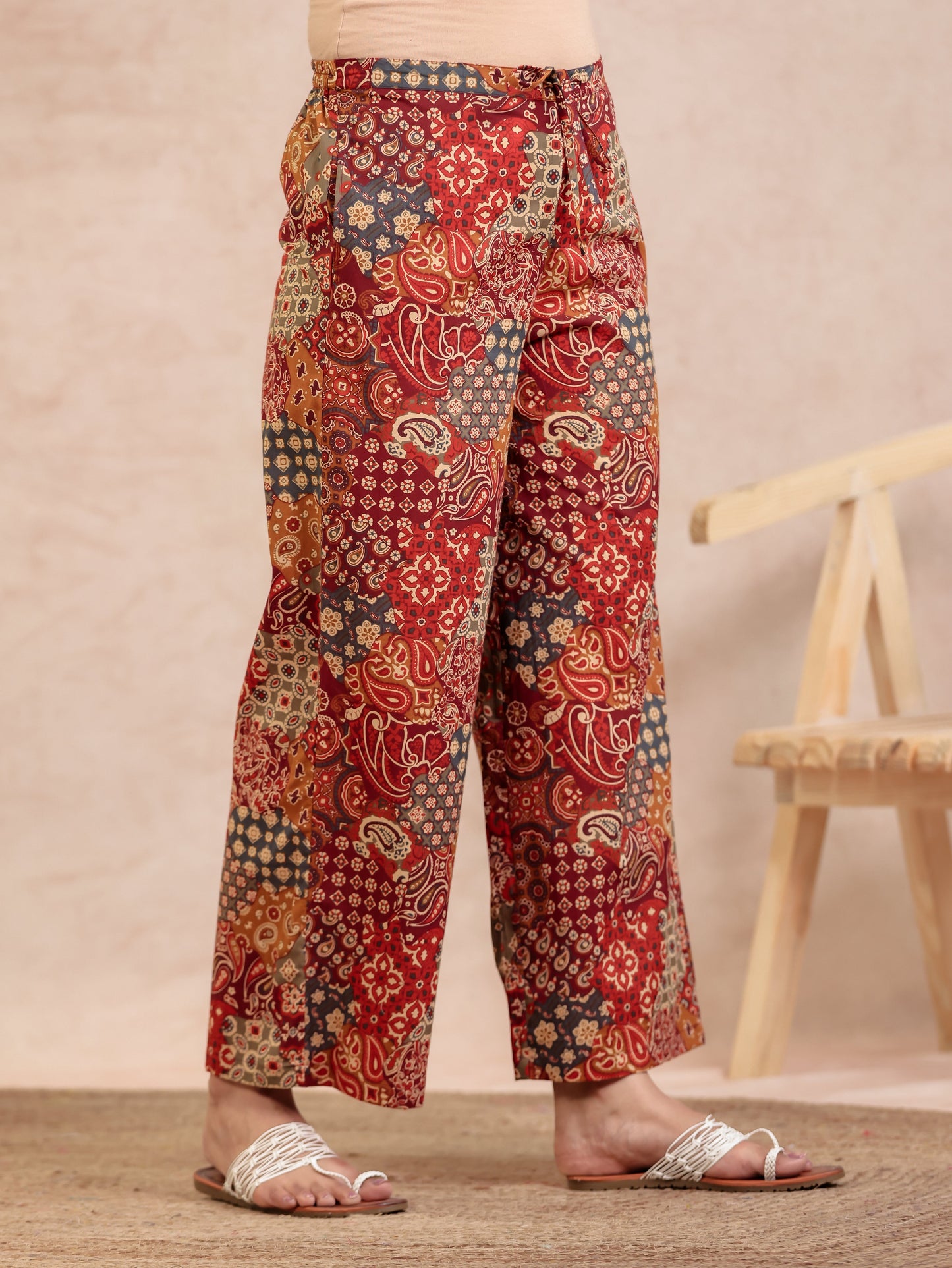 Soft Cotton Patchwork Straight Multicolor Kurta