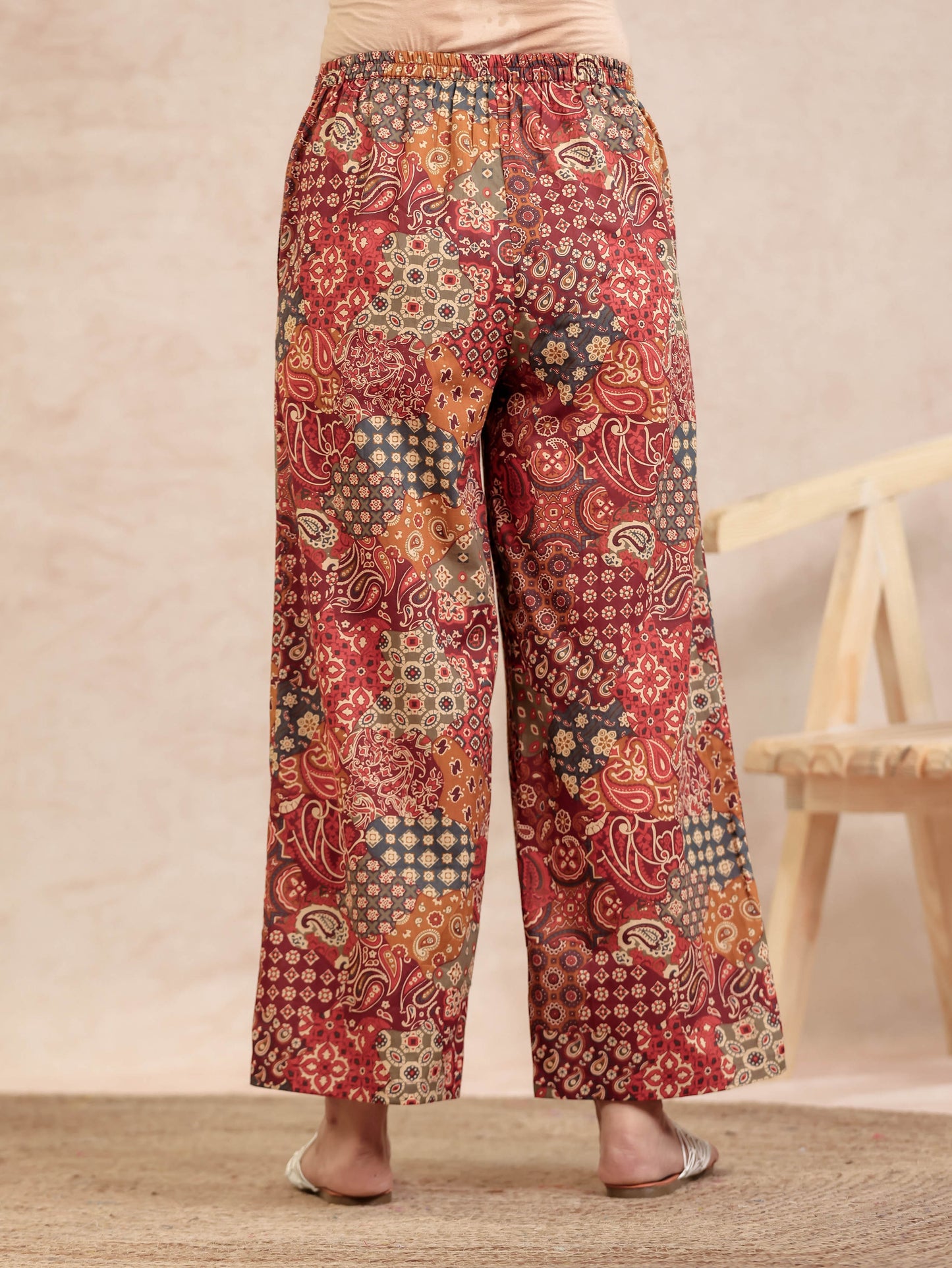 Soft Cotton Patchwork Straight Multicolor Kurta