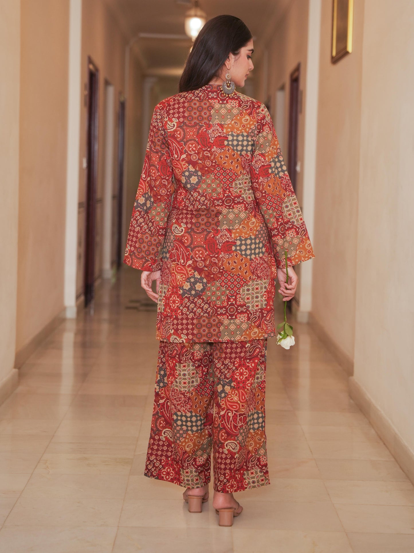 Soft Cotton Patchwork Straight Multicolor Kurta
