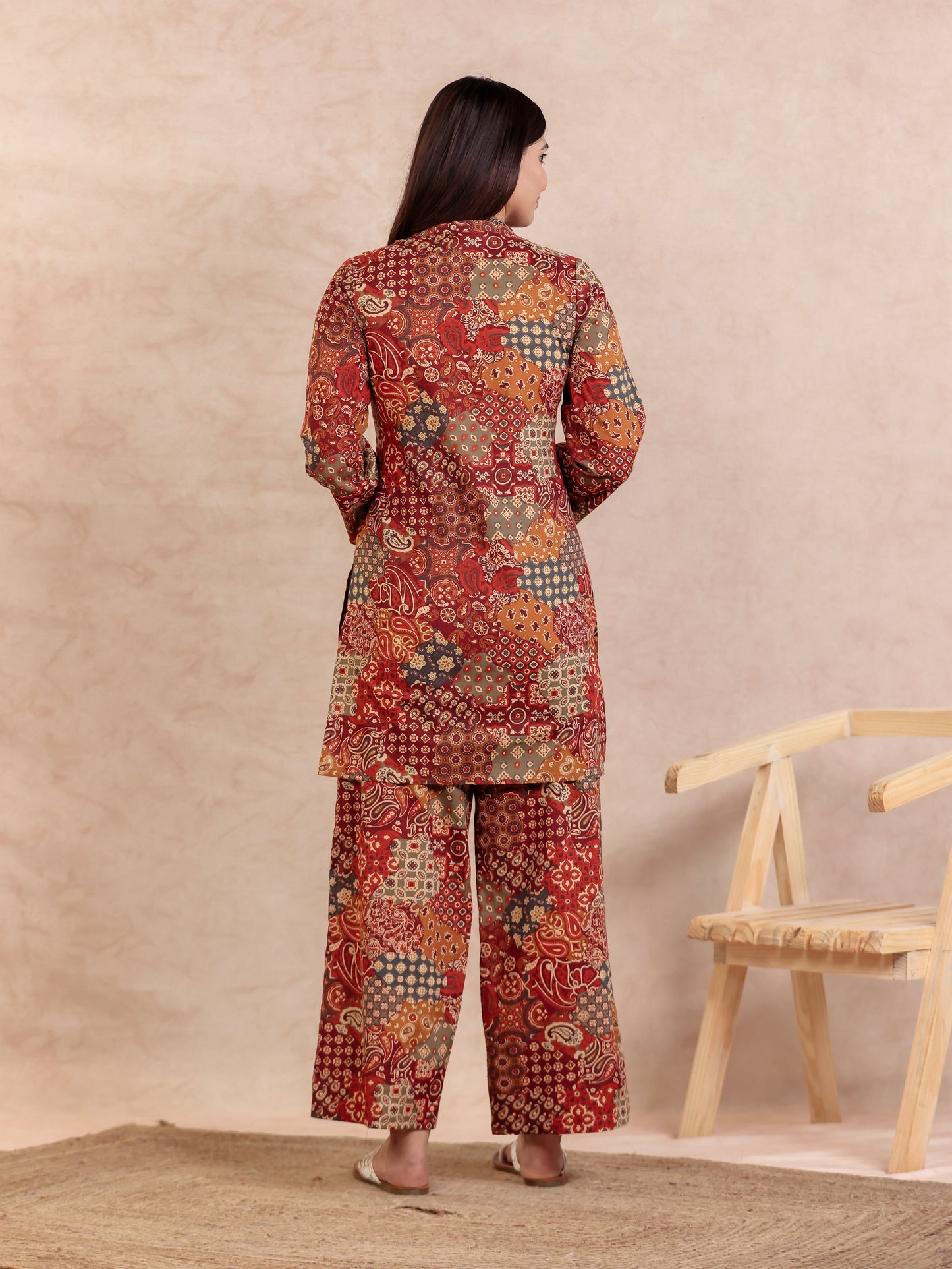 Soft Cotton Patchwork Straight Multicolor Kurta