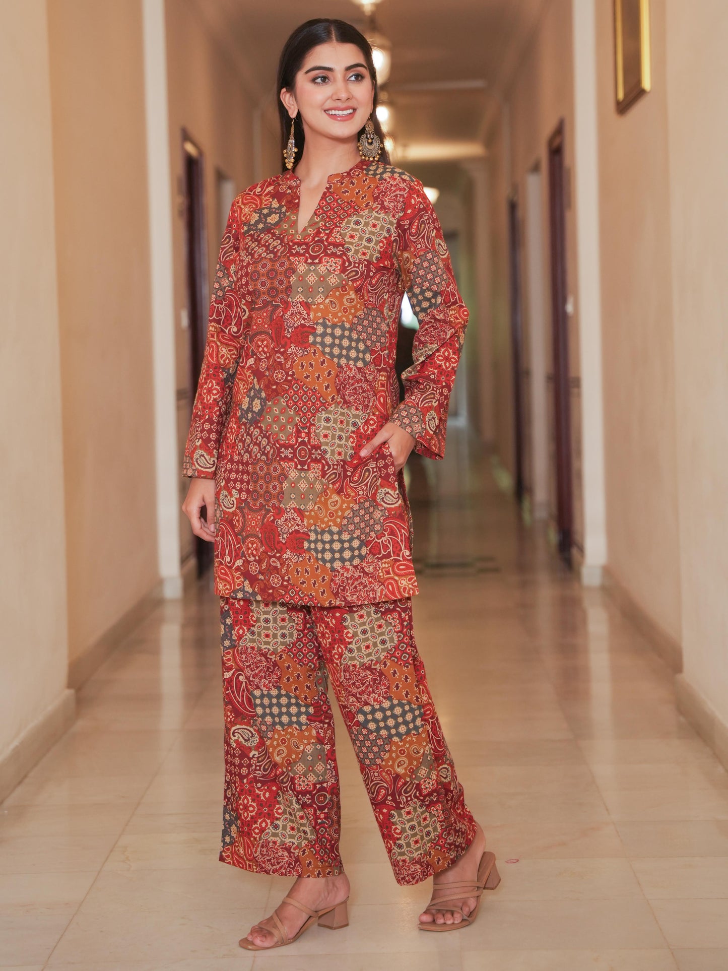 Soft Cotton Patchwork Straight Multicolor Kurta