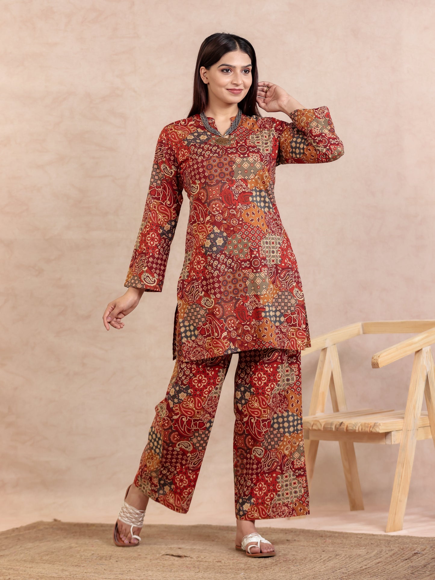Soft Cotton Patchwork Straight Multicolor Kurta