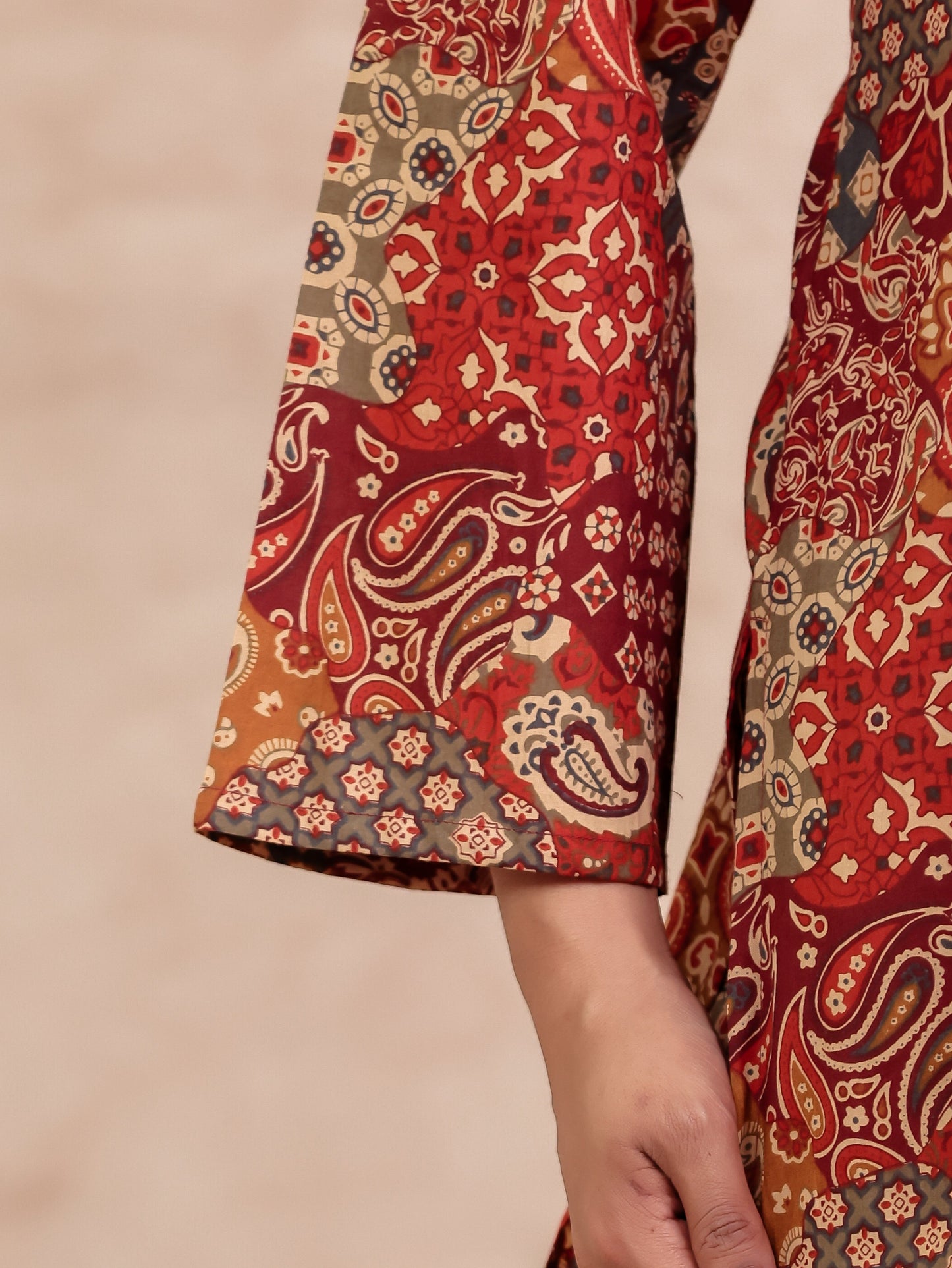 Soft Cotton Patchwork Straight Multicolor Kurta
