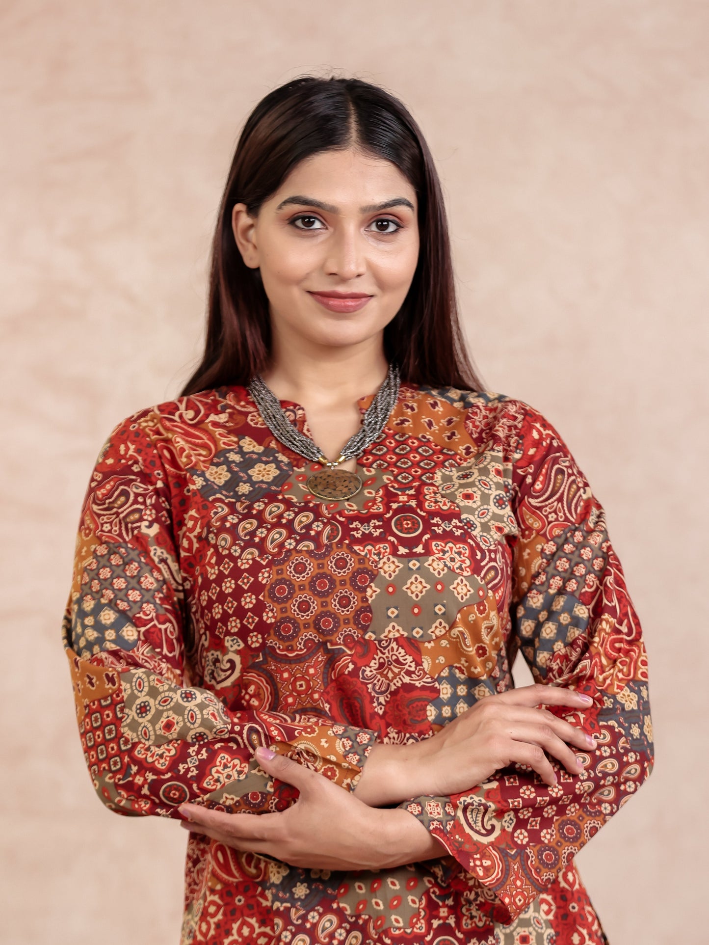 Soft Cotton Patchwork Straight Multicolor Kurta
