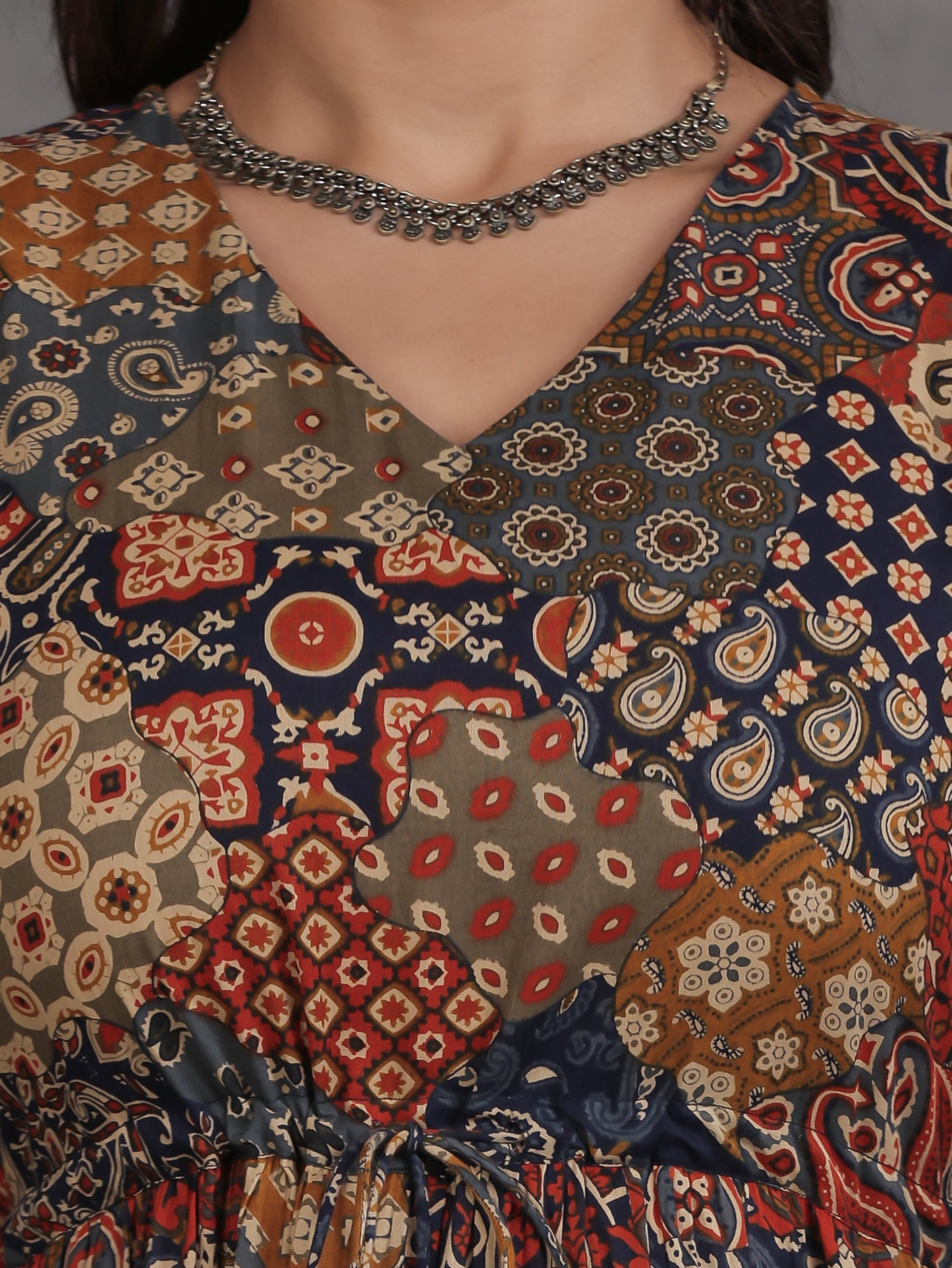 Soft Cotton Patchwork A-line Multicolor Dress