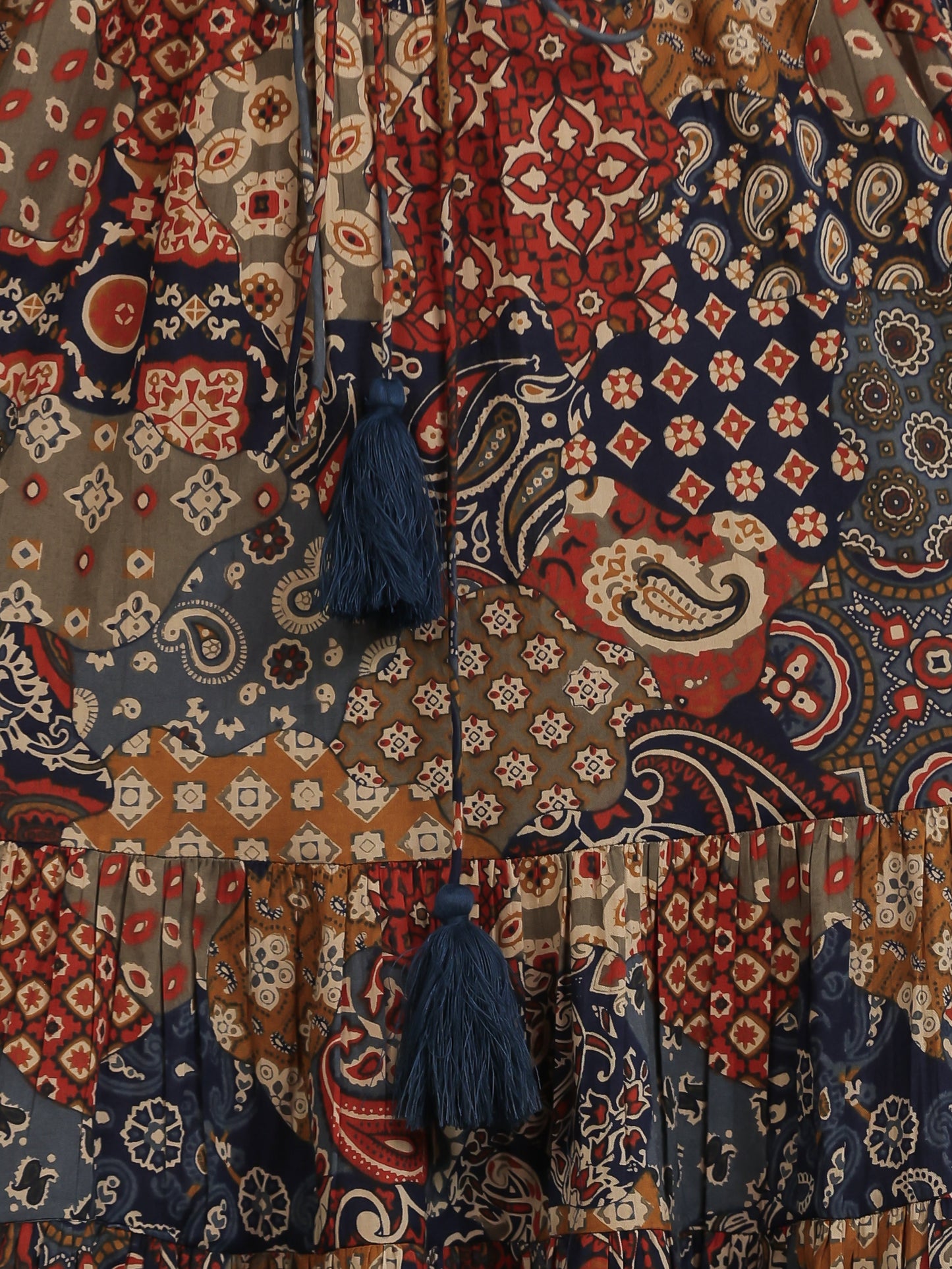 Soft Cotton Patchwork A-line Multicolor Dress