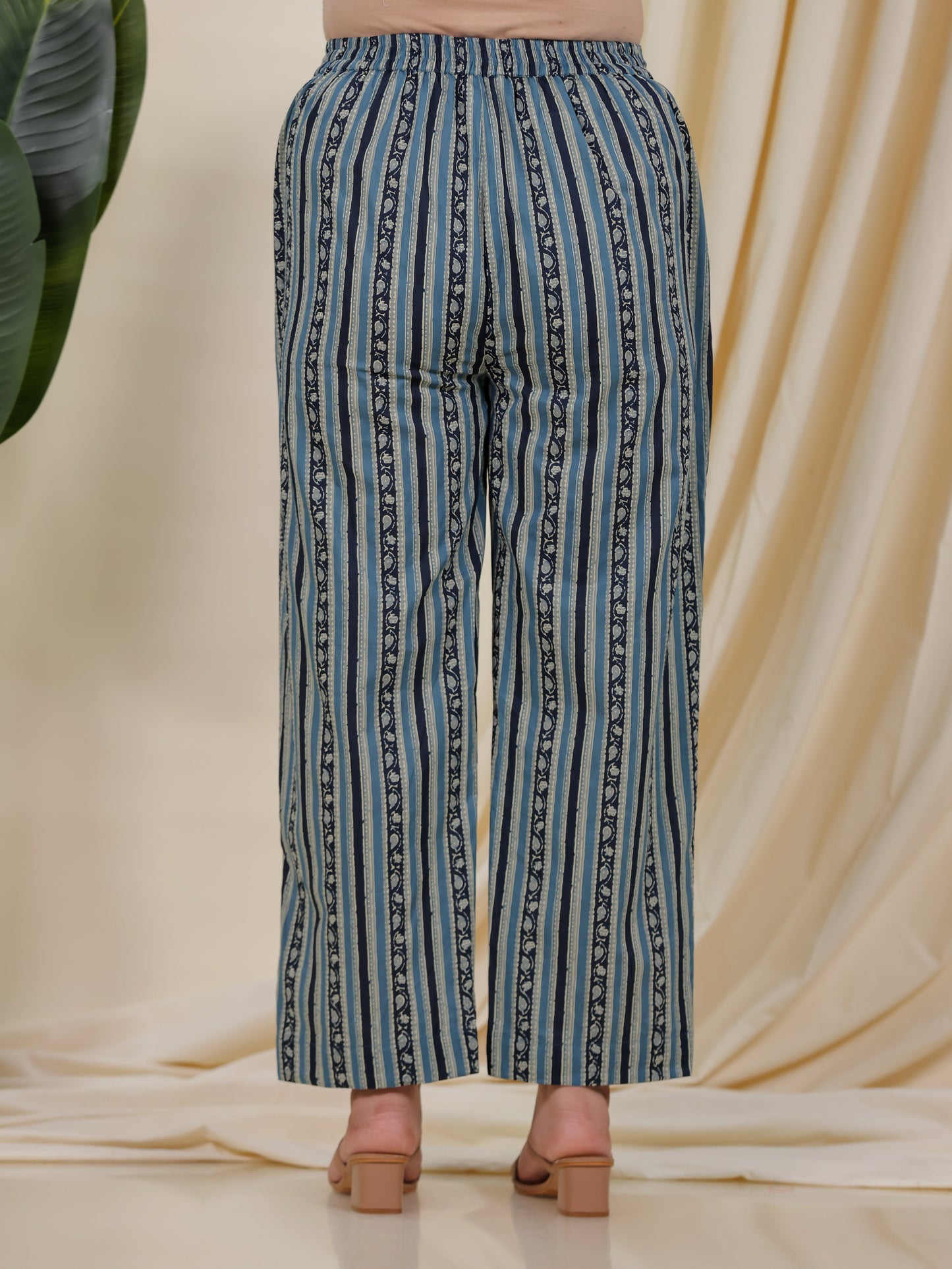 Soft Cotton Floral A-line Blue Kurta