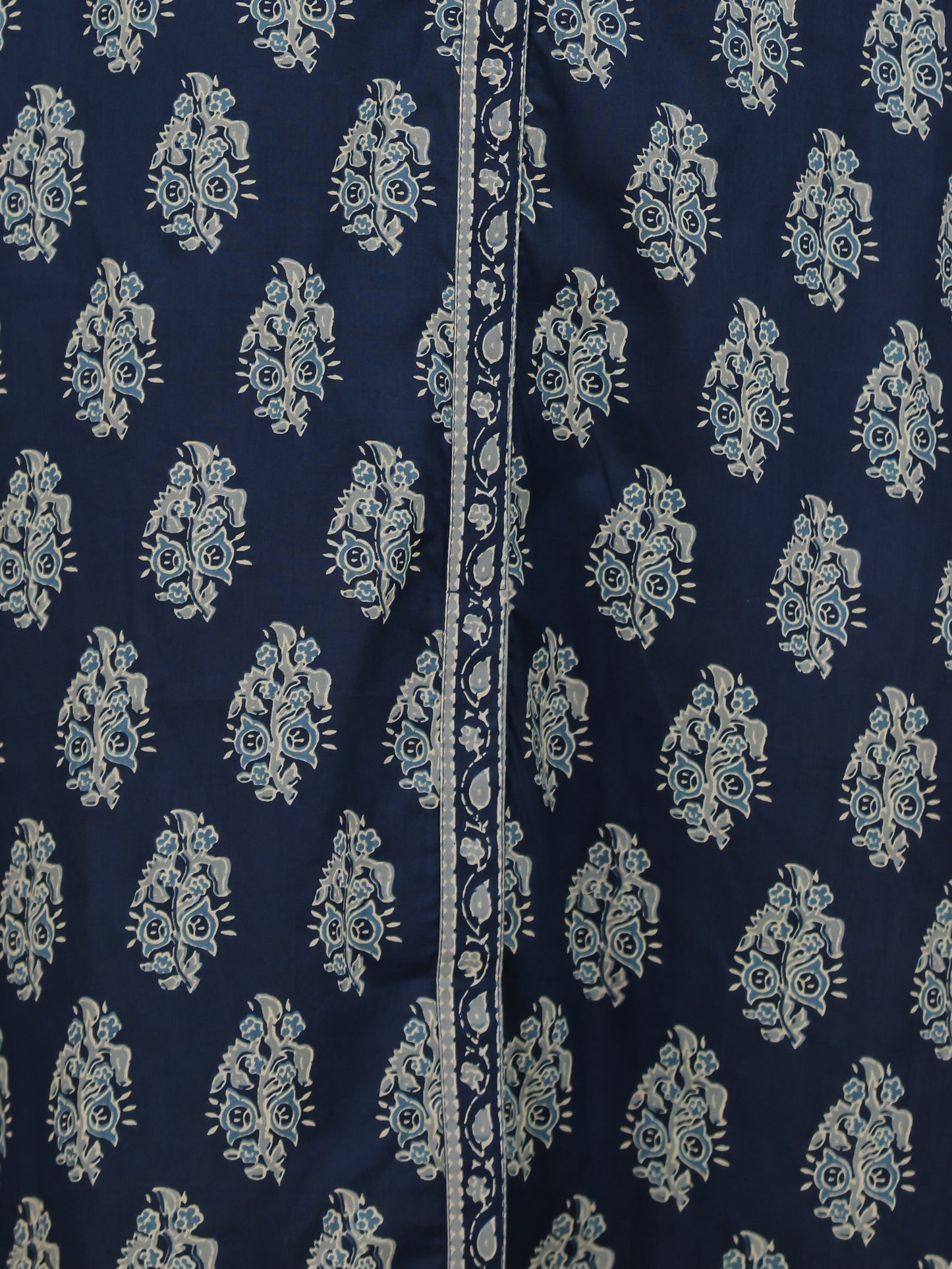 Soft Cotton Floral A-line Blue Kurta