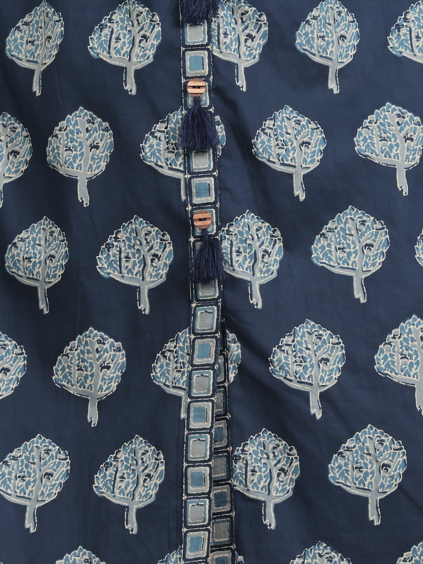 Soft Cotton Floral High Low Blue Kurta