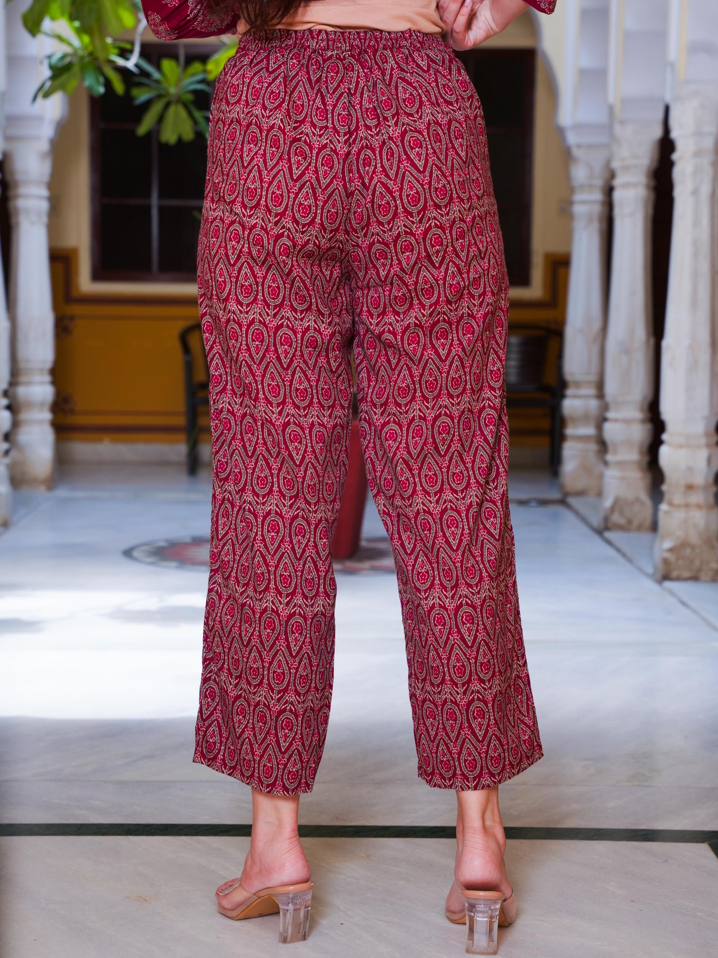 Soft Cotton Butta High Low Rust Kurta