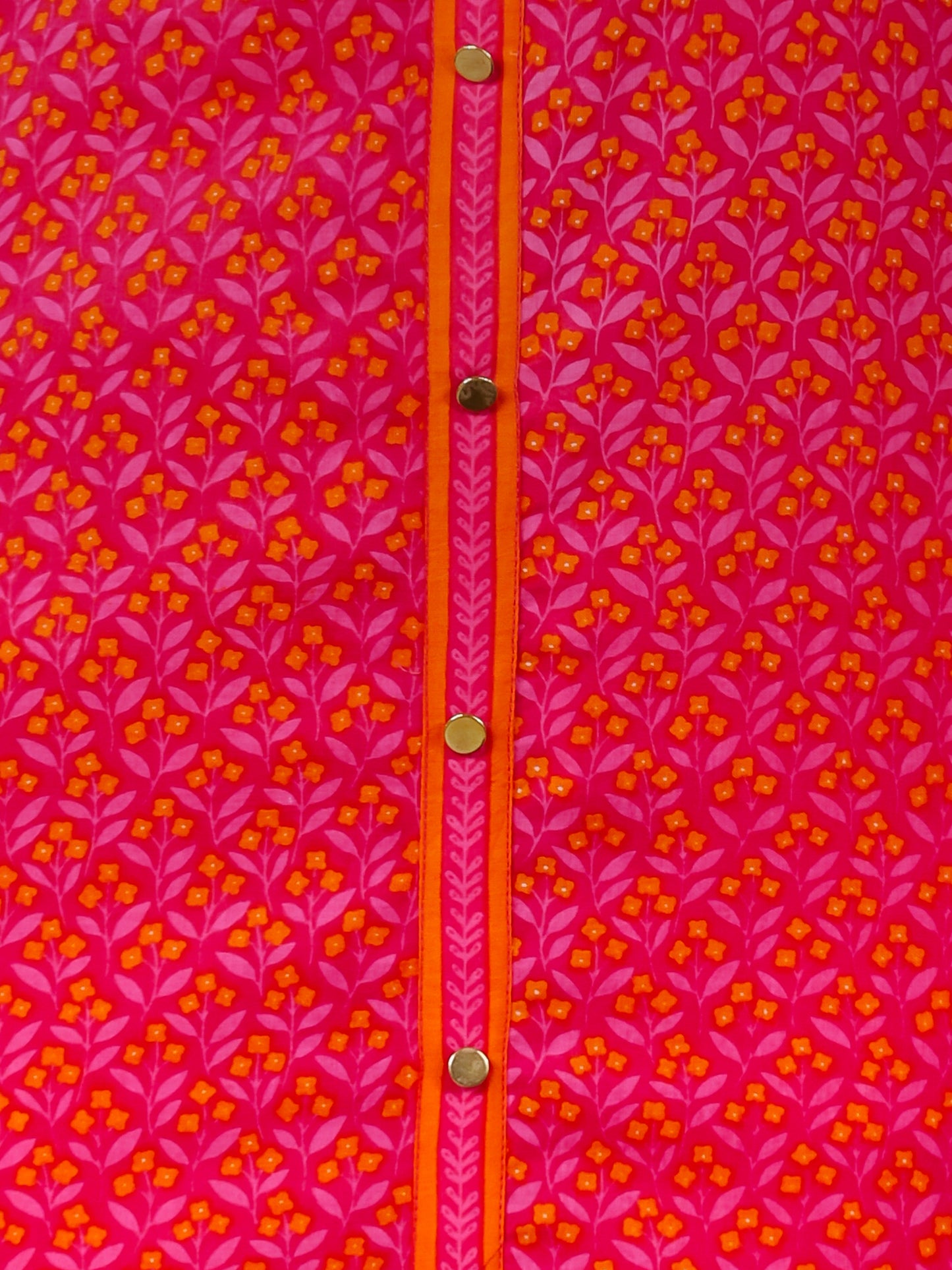 Soft Cotton Geometric A-line Pink Kurta