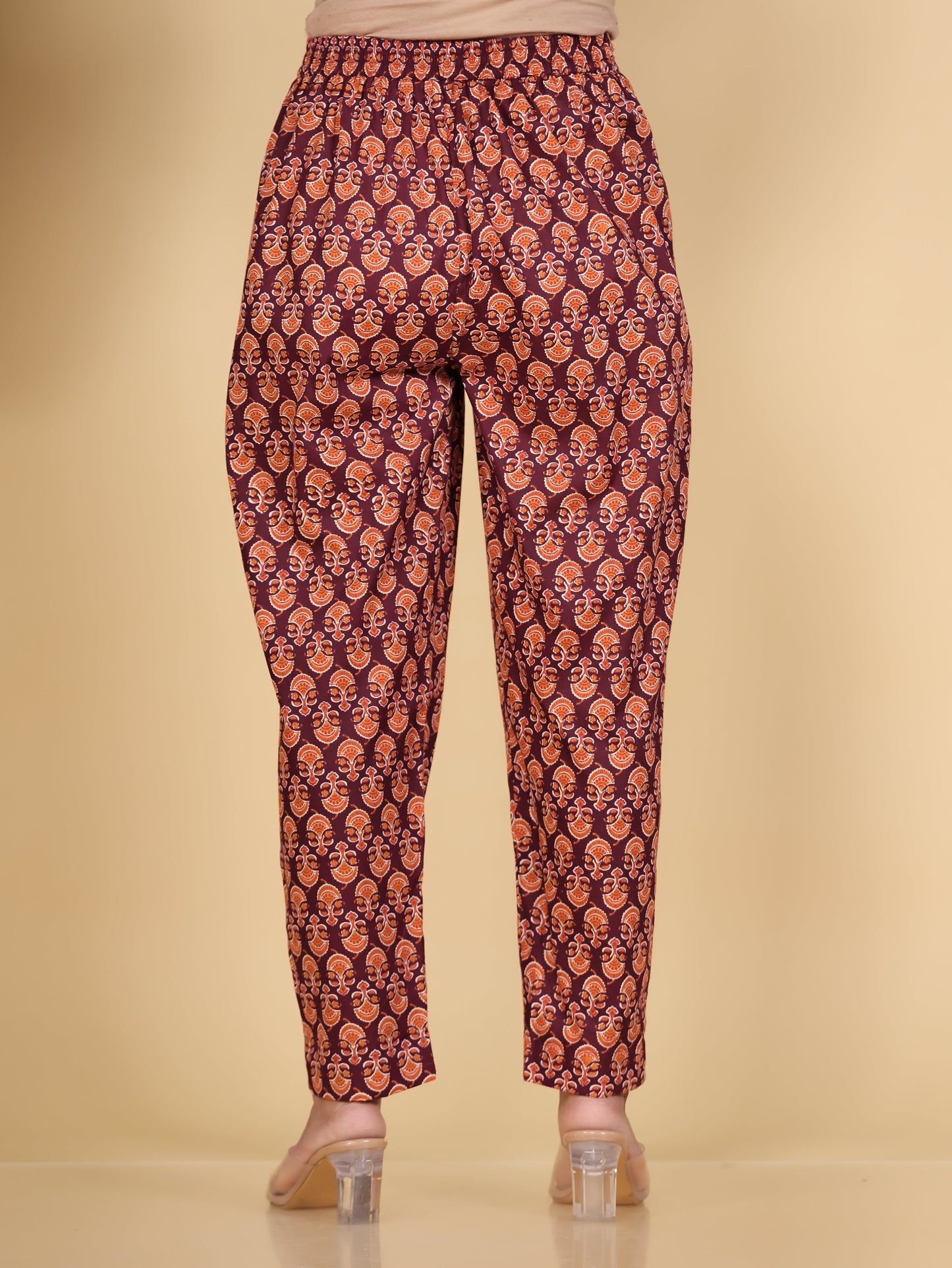 Soft Cotton Floral Purple Tapered Tapered Trousers