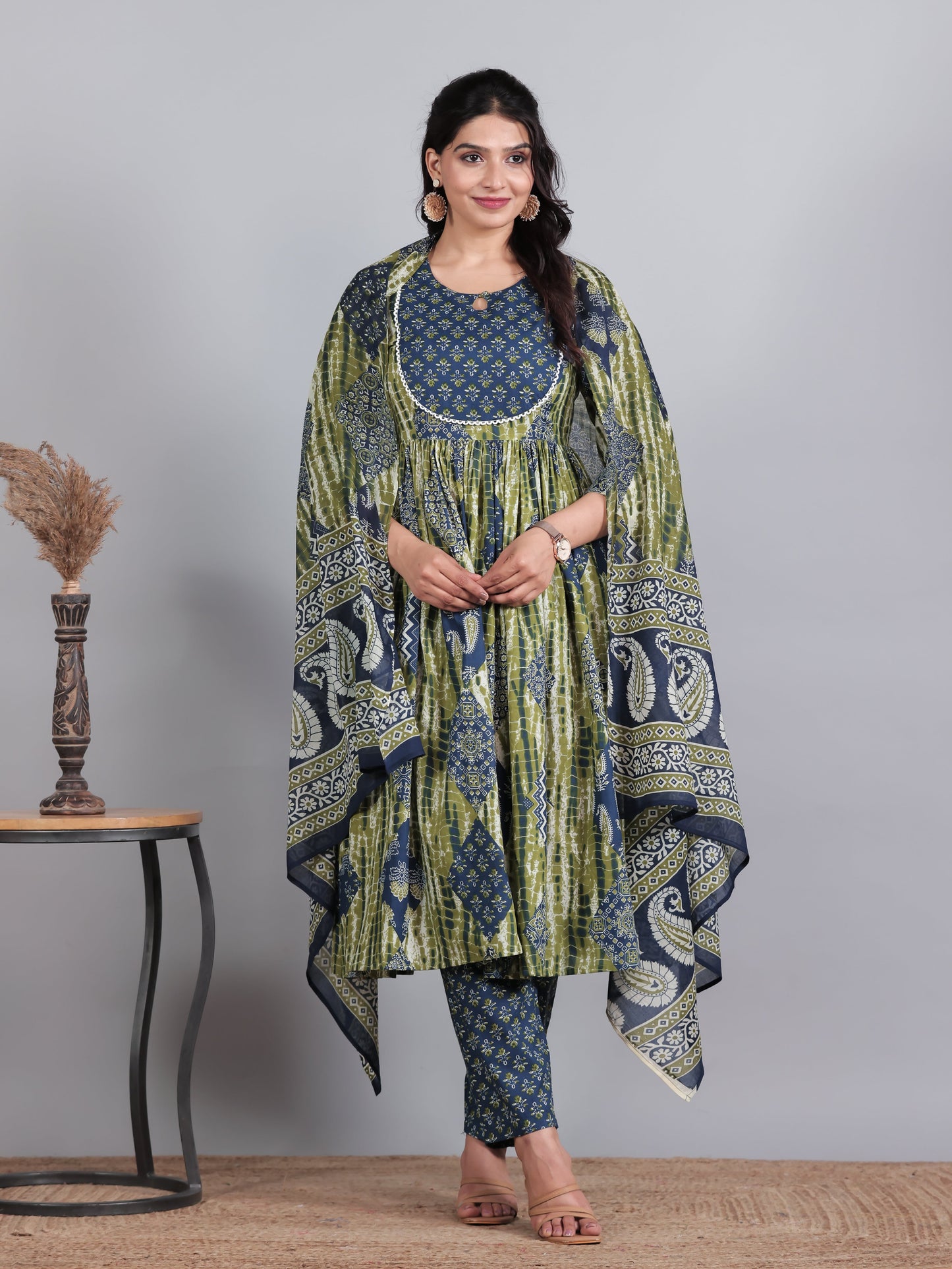 Cotton Voile Butti Blue Dupatta