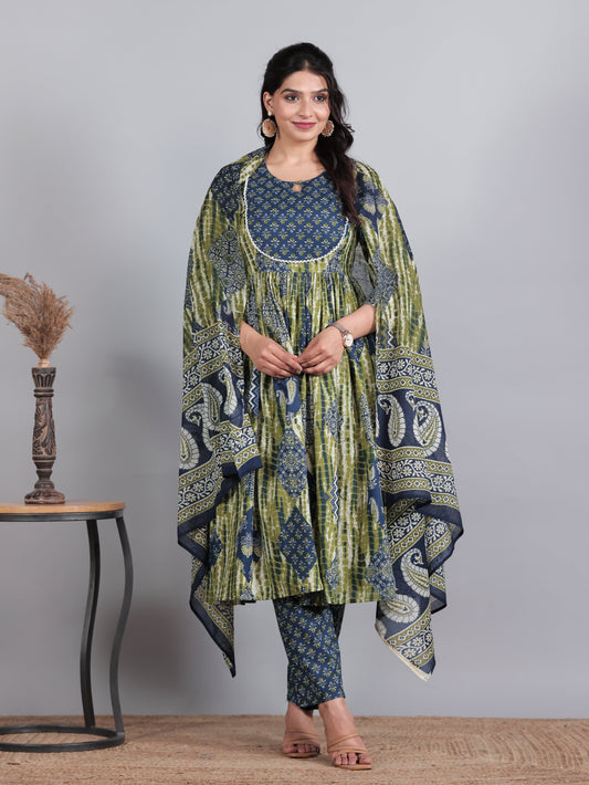 Cotton Voile Butti Blue Dupatta
