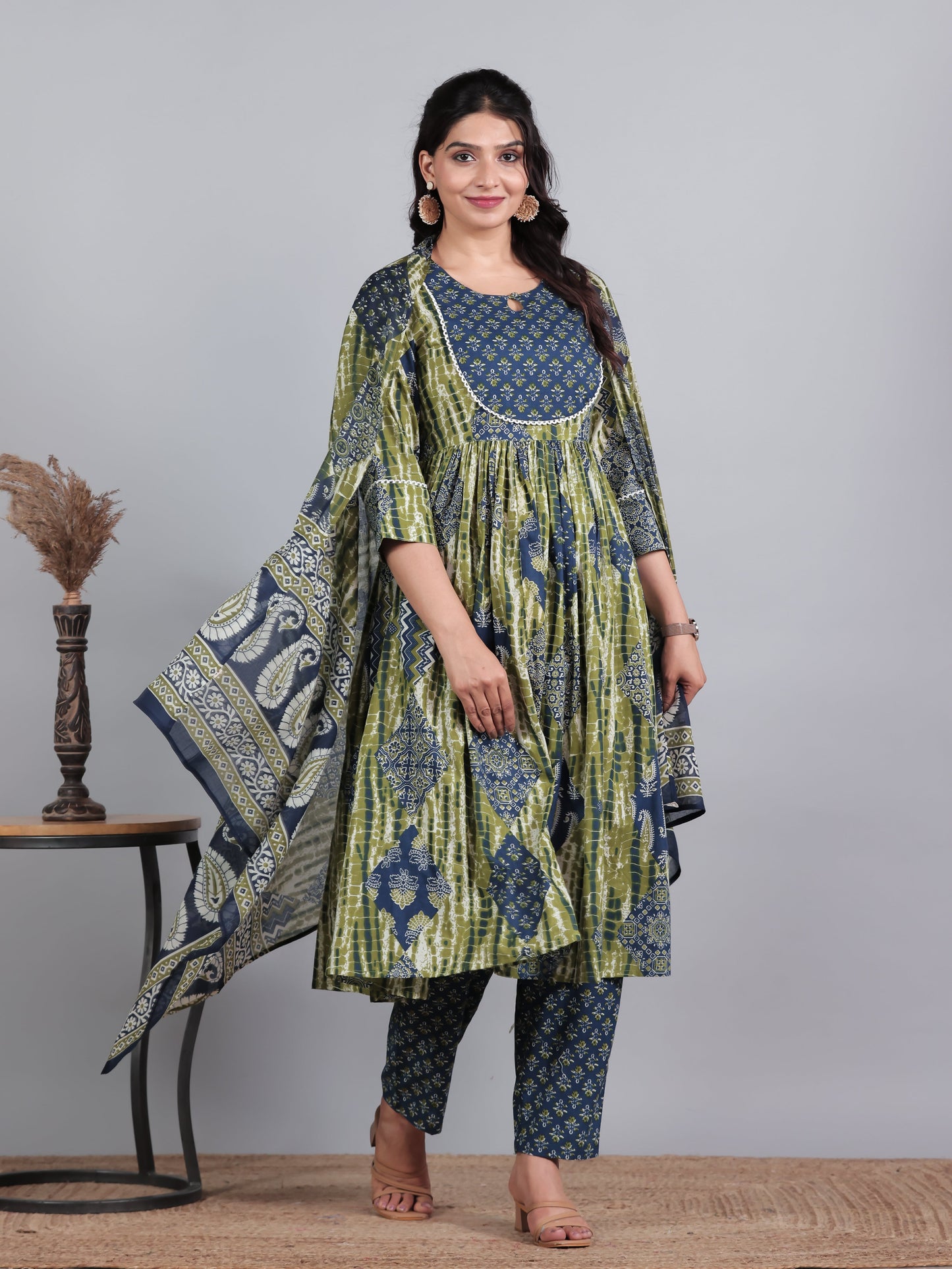 Cotton Voile Butti Blue Dupatta
