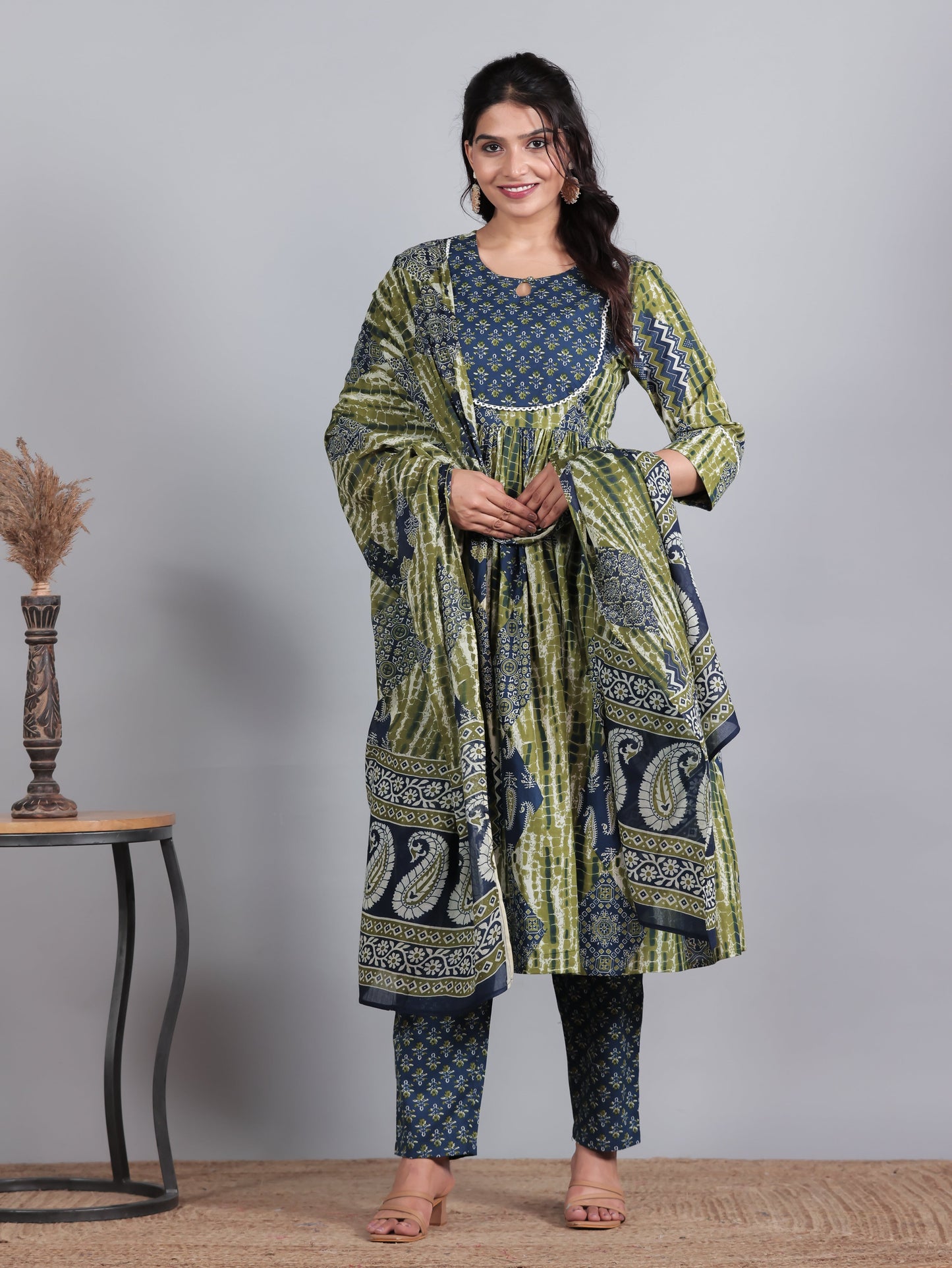 Cotton Voile Butti Blue Dupatta
