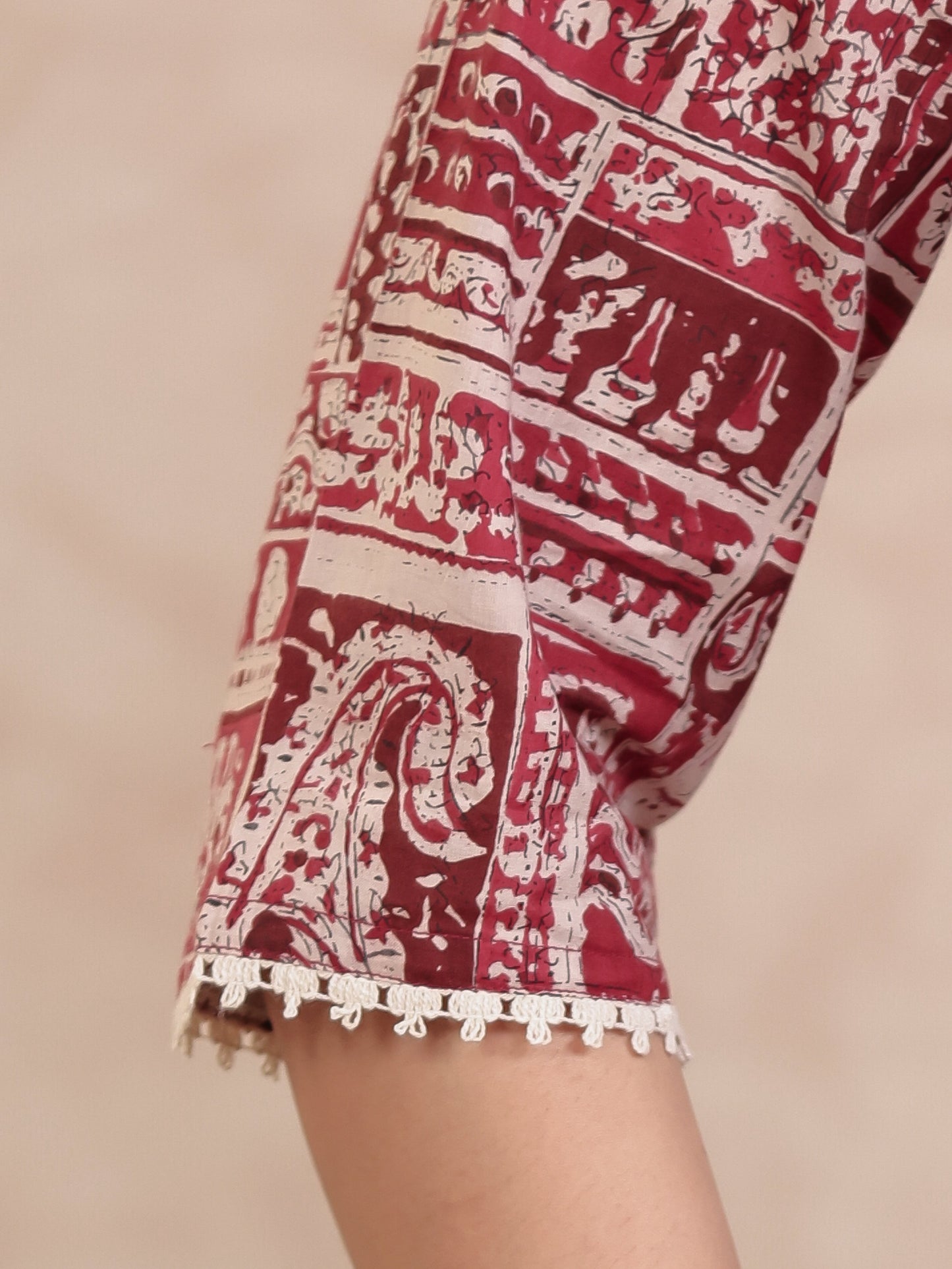 Soft Cotton Paisley Straight Beige Kurta