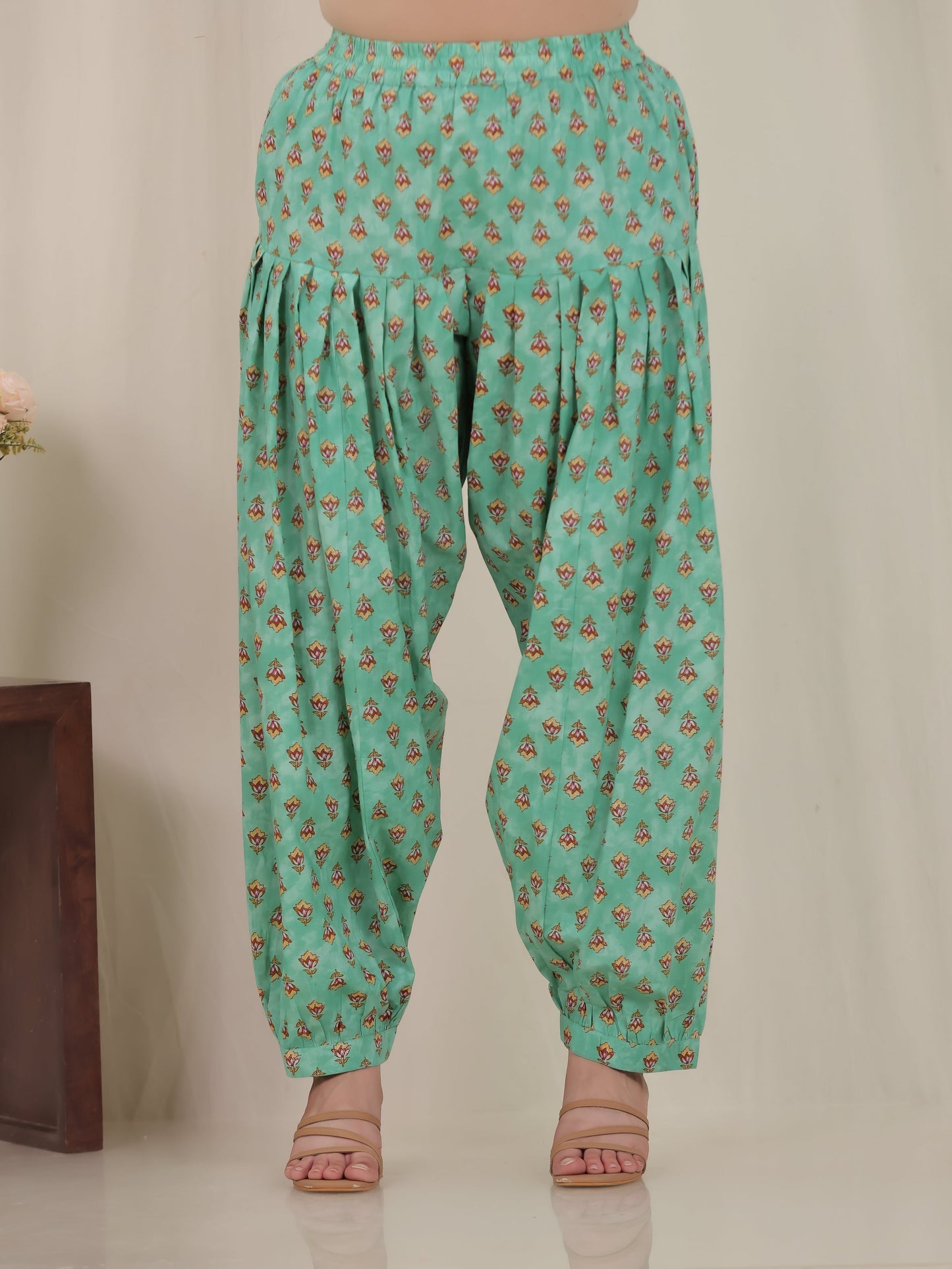 Soft Cotton Floral Green Sharara