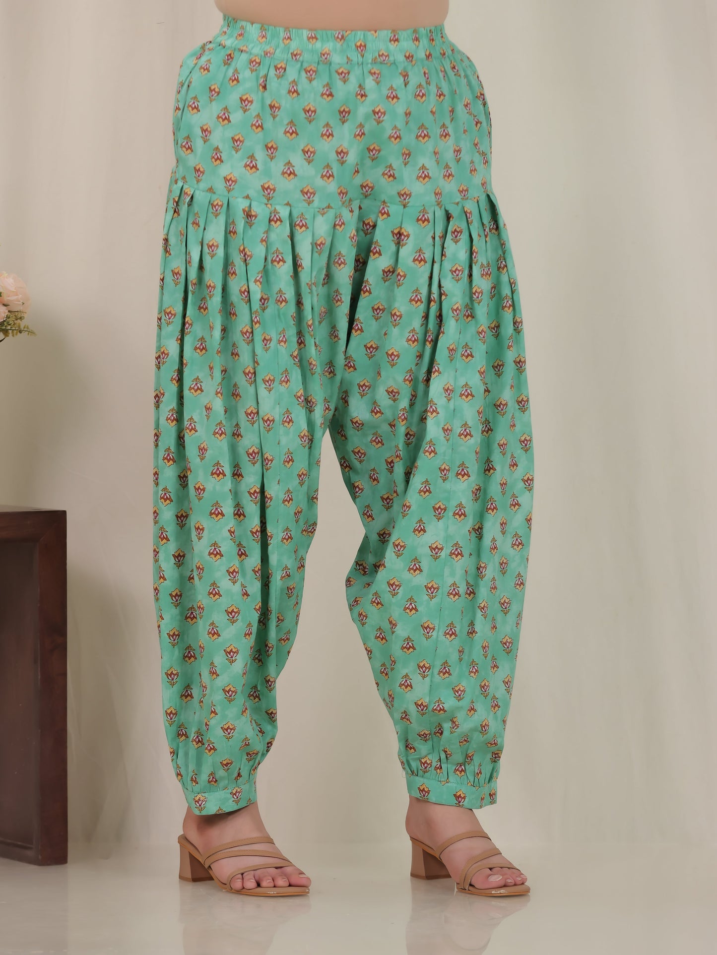 Soft Cotton Floral Green Sharara