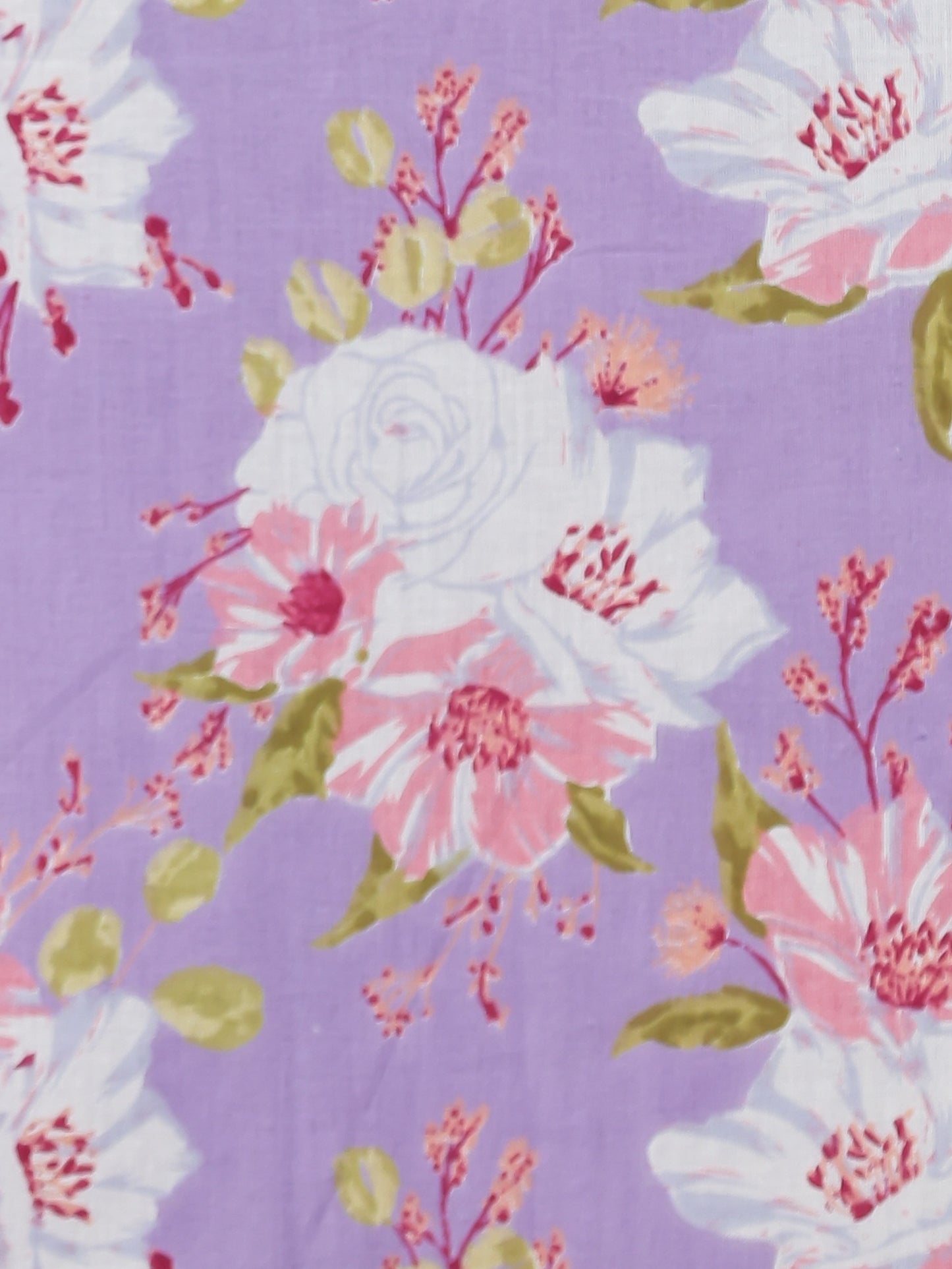 Soft Cotton Floral Straight Purple Kurta
