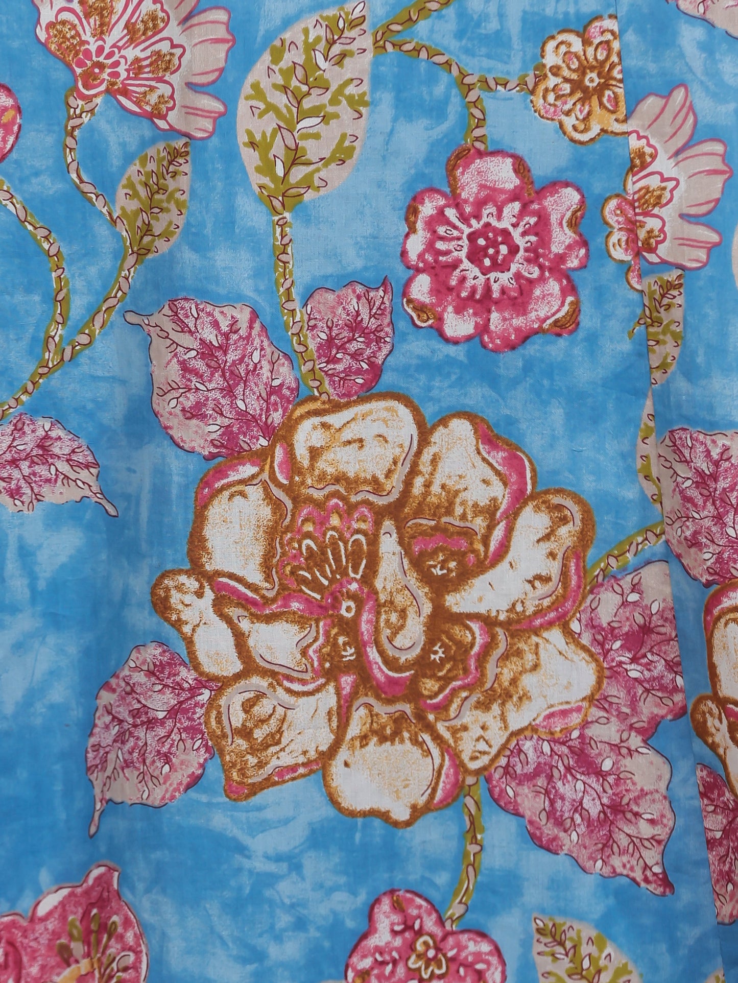 Soft Cotton Floral A-line Blue Kurta