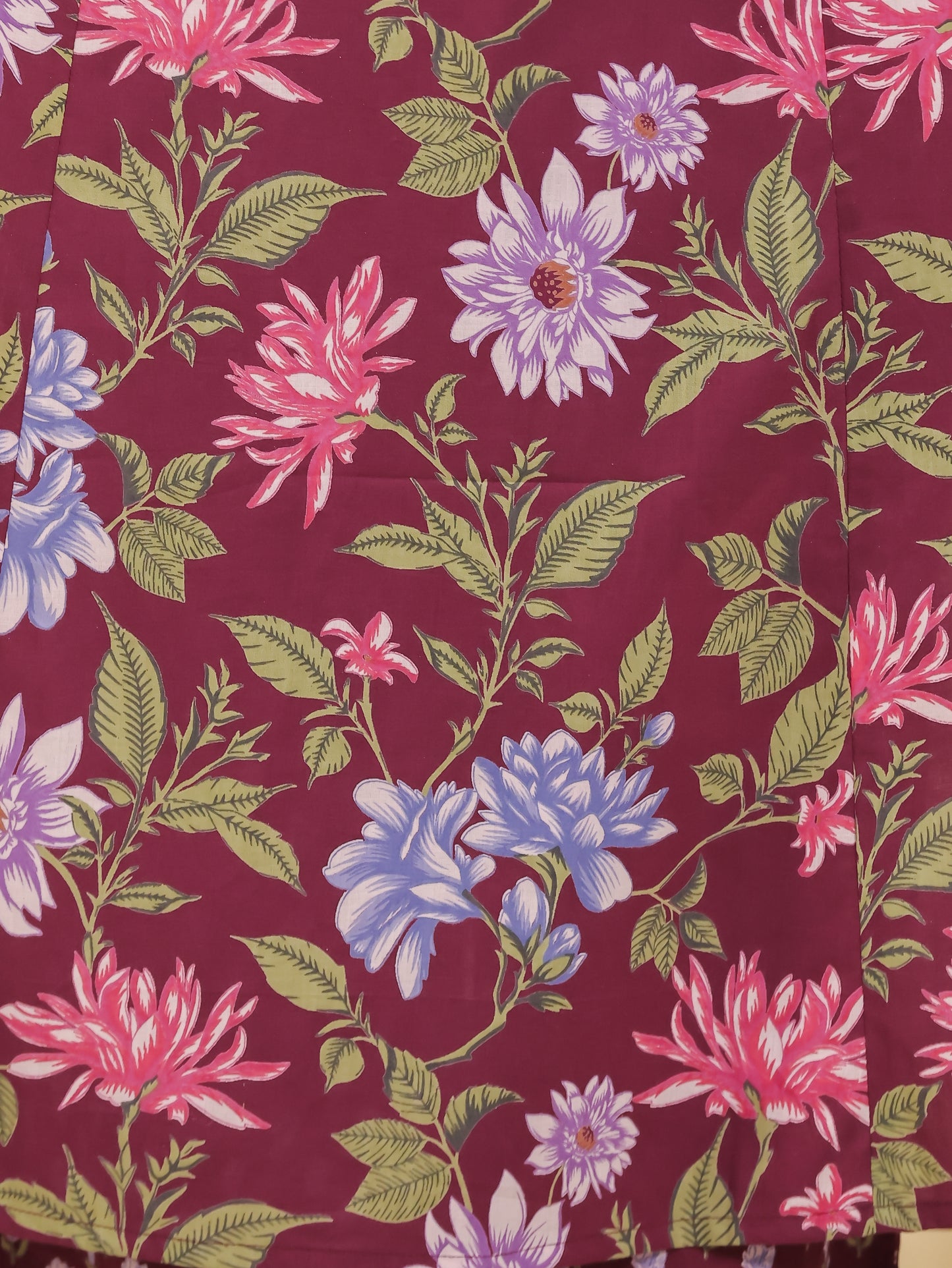 Soft Cotton Floral A-line Wine Kurta