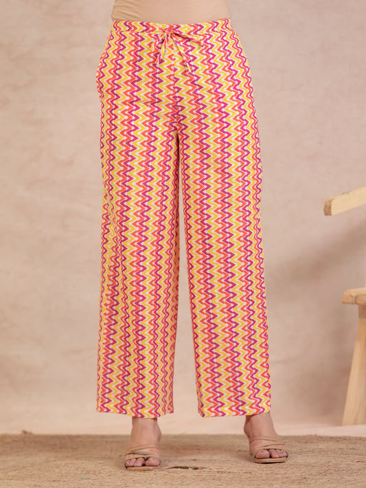 Soft Cotton Striped Yellow Palazzo