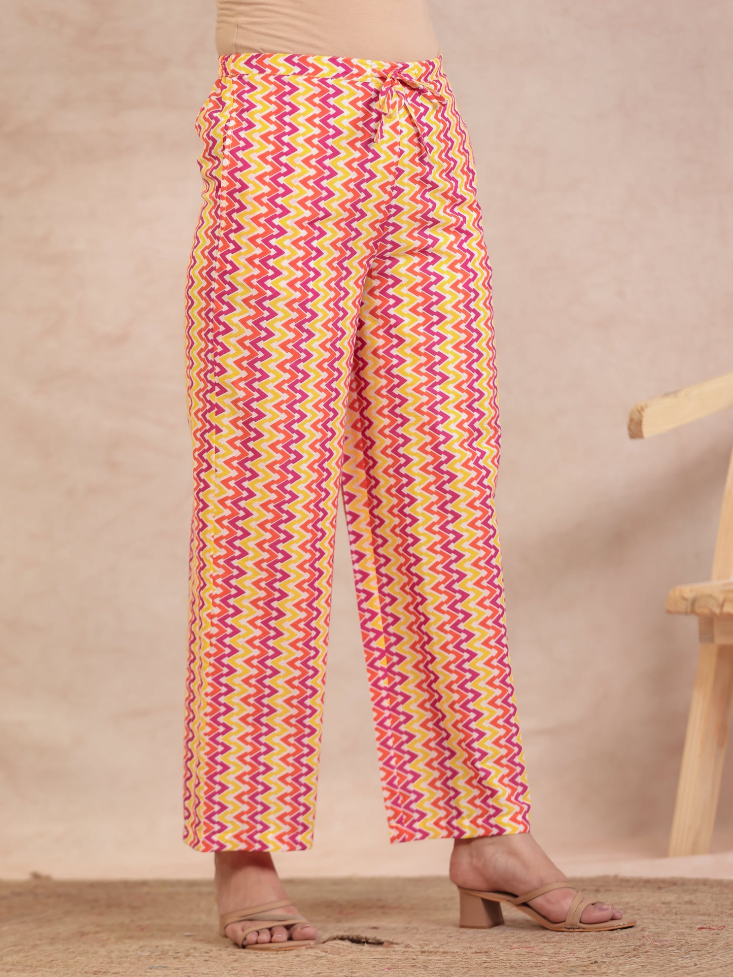 Soft Cotton Striped Yellow Palazzo