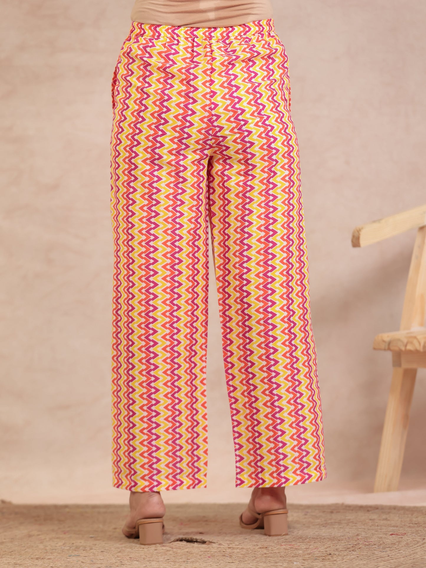 Soft Cotton Striped Yellow Palazzo