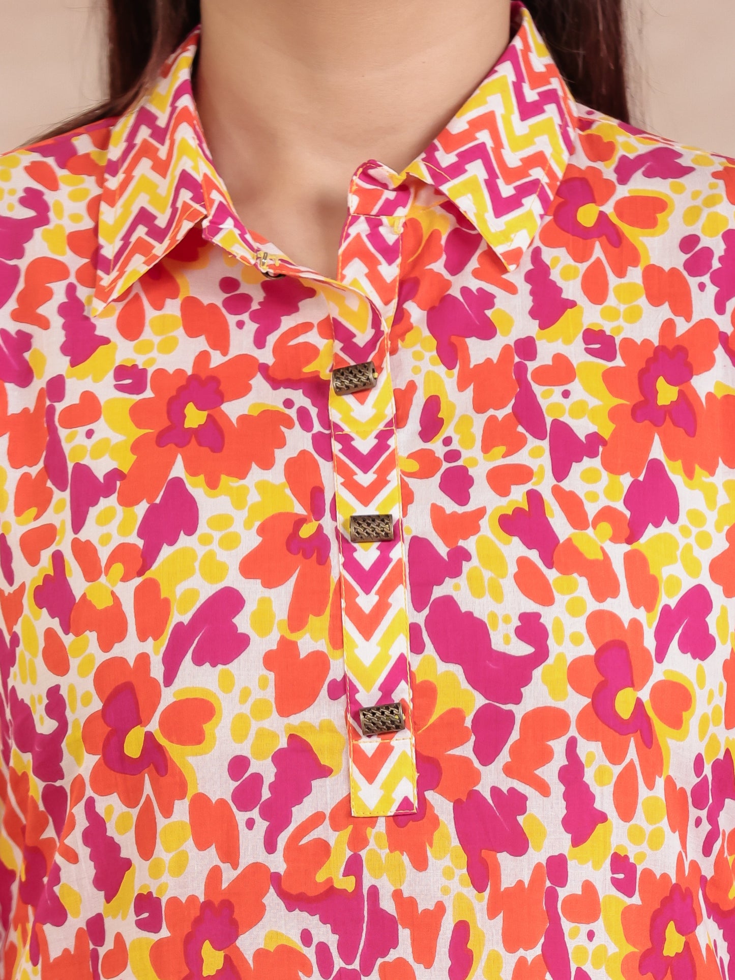 Soft Cotton Abstract Pathani Yellow Kurta