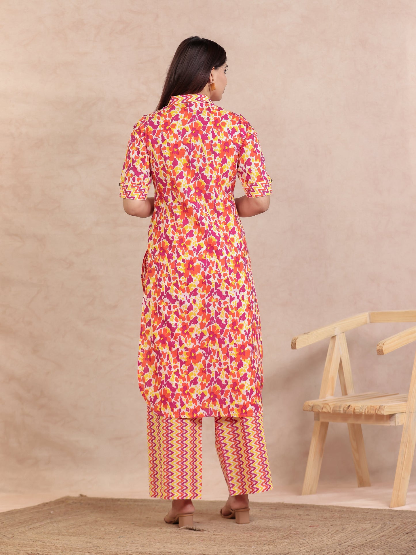 Soft Cotton Abstract Pathani Yellow Kurta