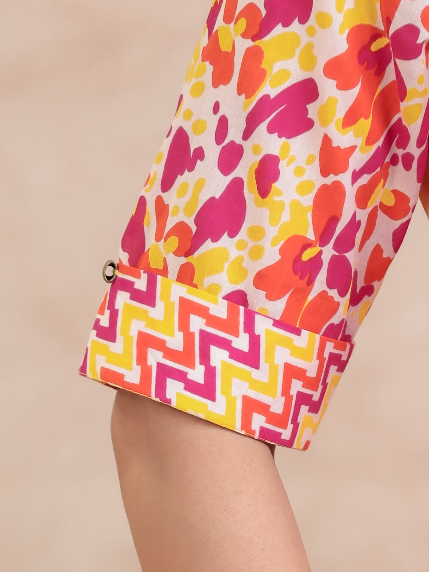 Soft Cotton Abstract Pathani Yellow Kurta
