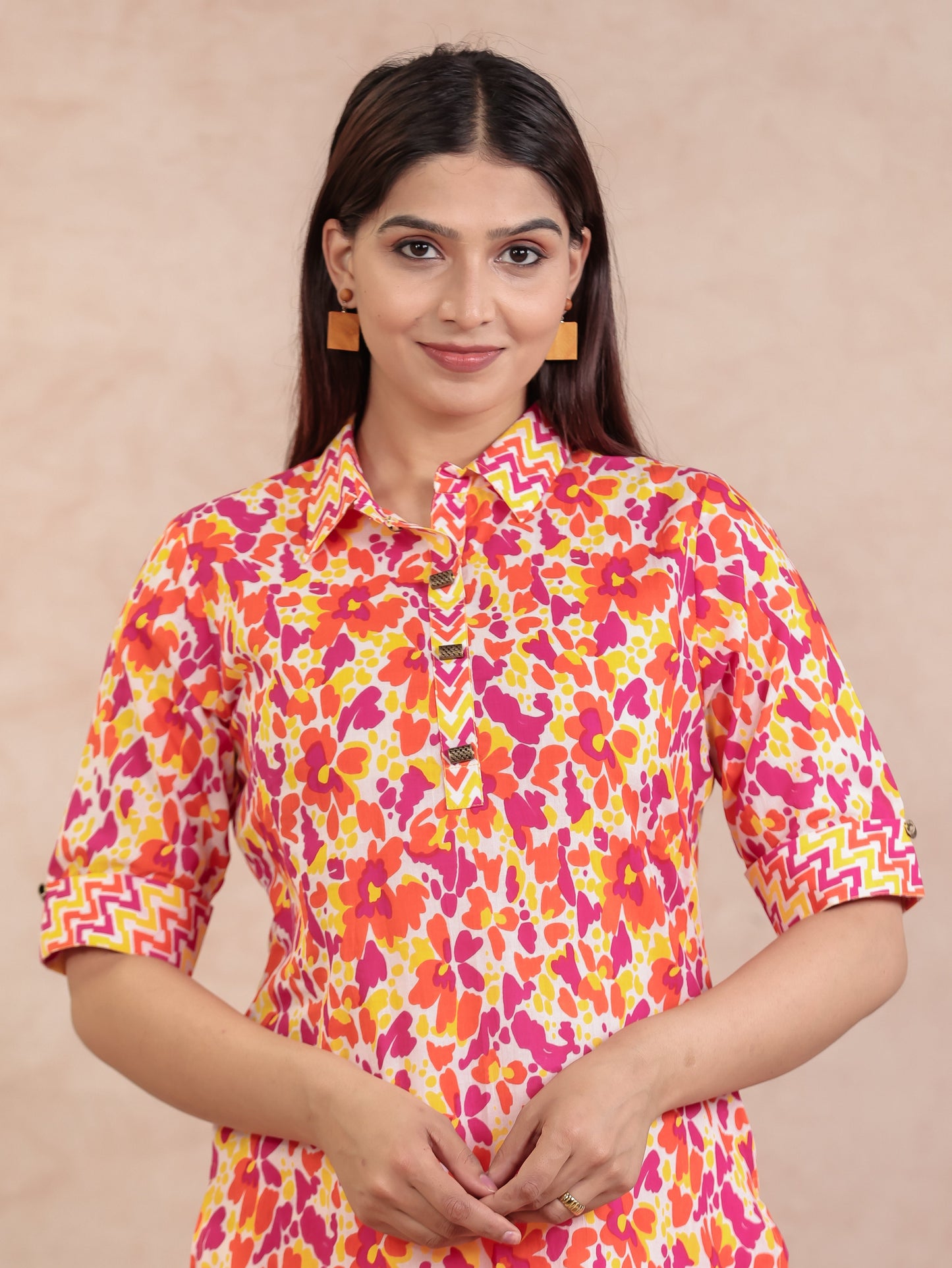 Soft Cotton Abstract Pathani Yellow Kurta