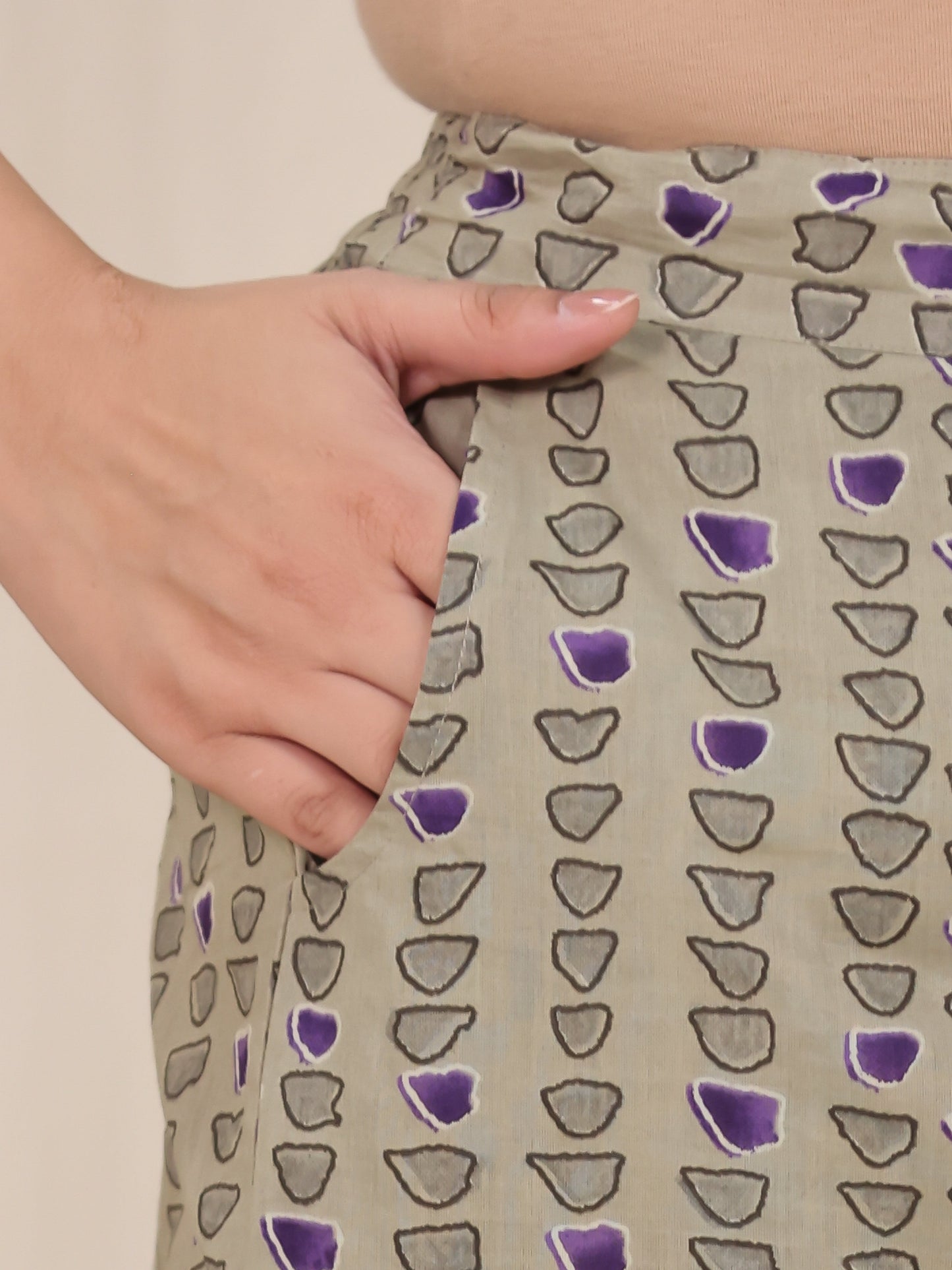 Soft Cotton Floral Purple Straight Trousers