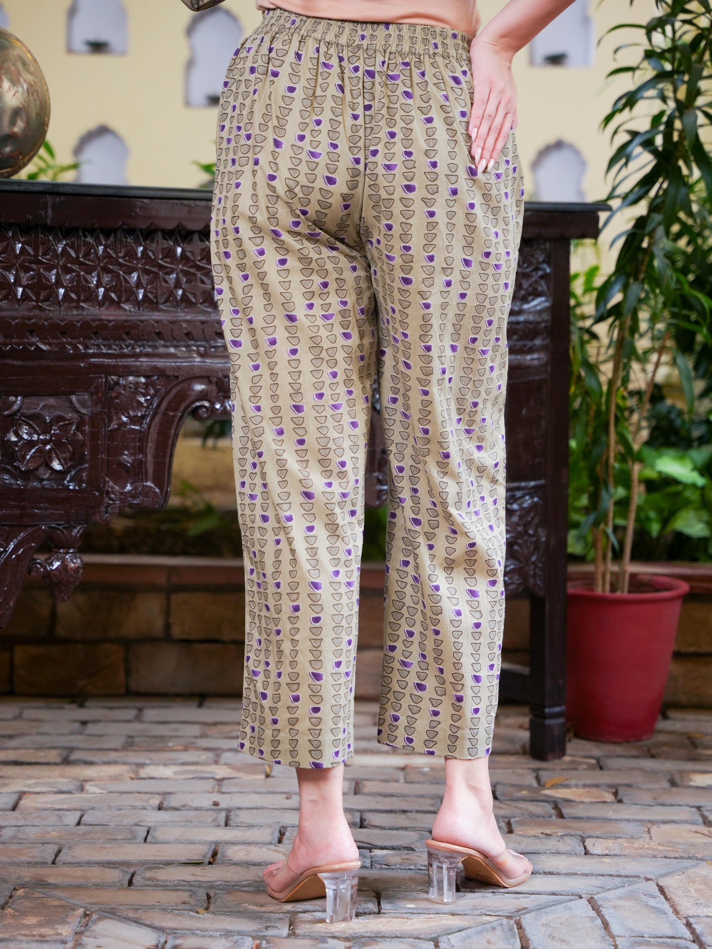 Soft Cotton Floral Flared Purple Kurta