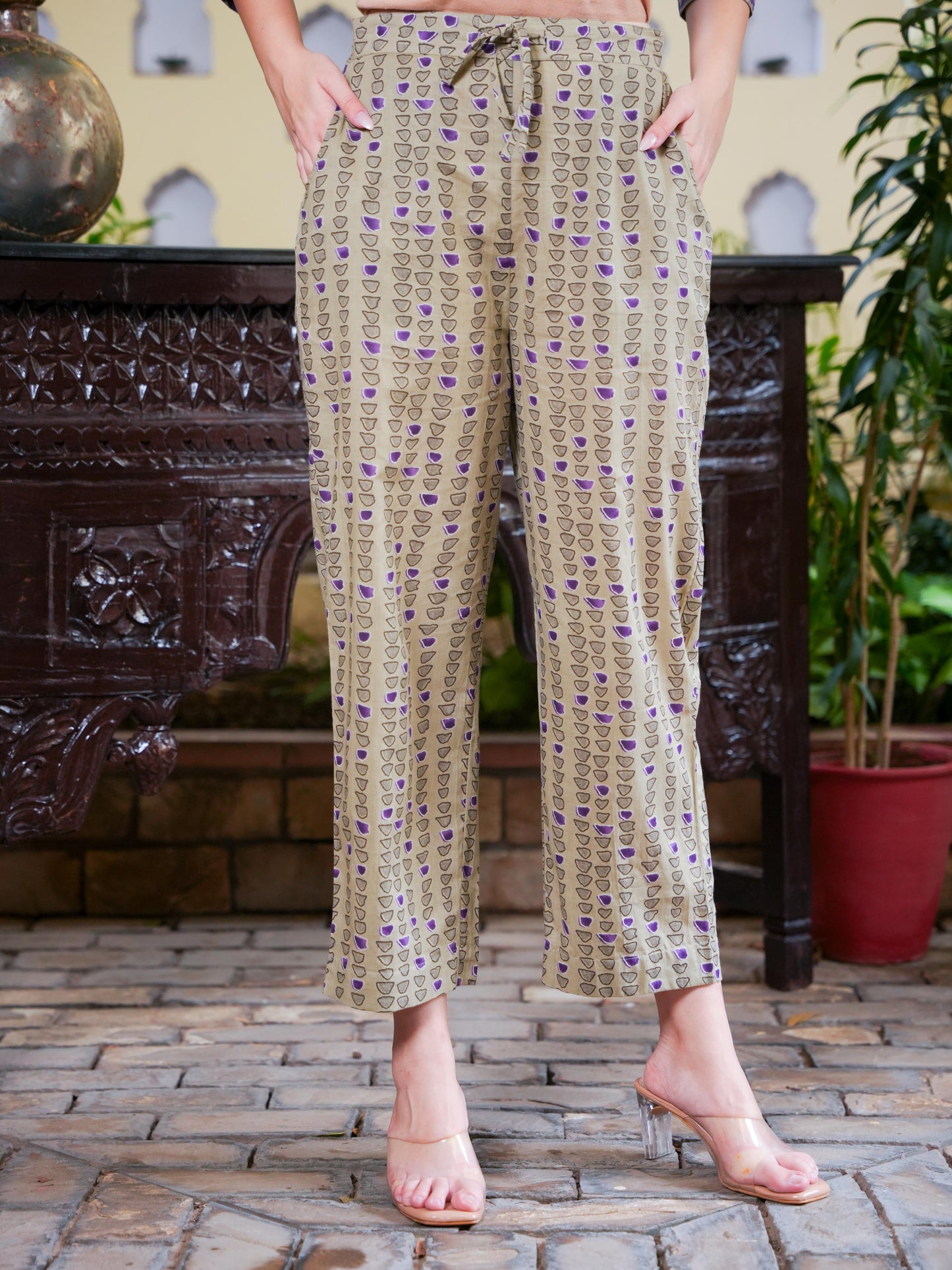 Soft Cotton Floral Flared Purple Kurta