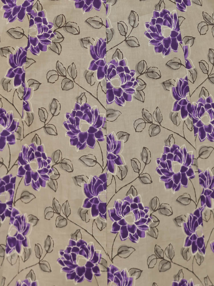 Soft Cotton Floral Flared Purple Kurta
