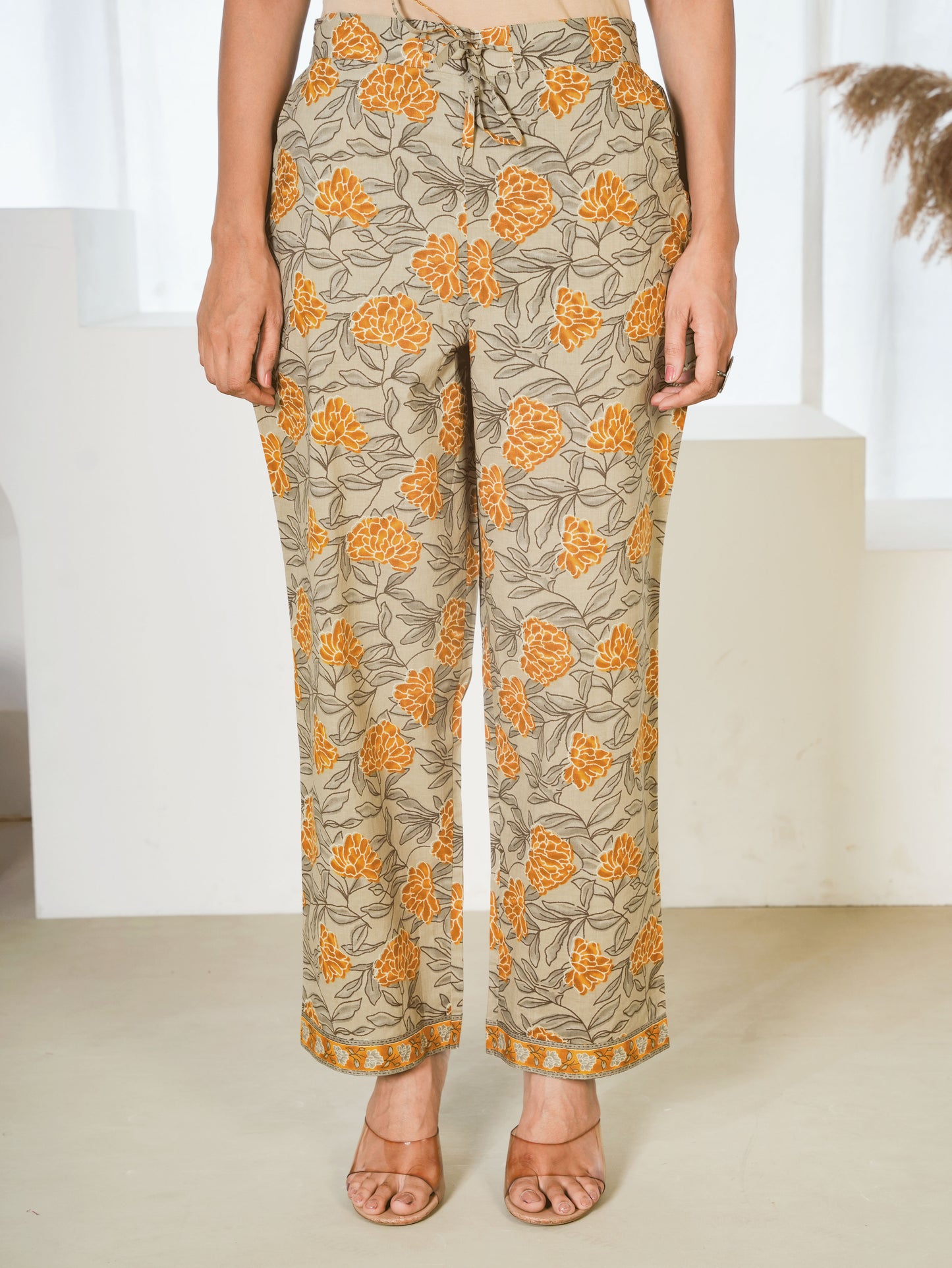 Soft Cotton Floral Anarkali Yellow Kurta