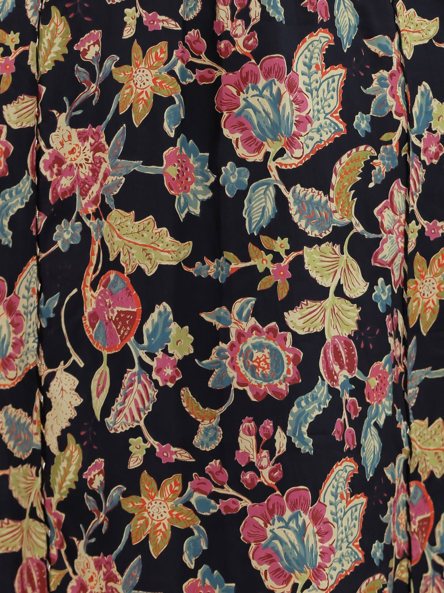 Soft Cotton Floral Flared Black Kurta